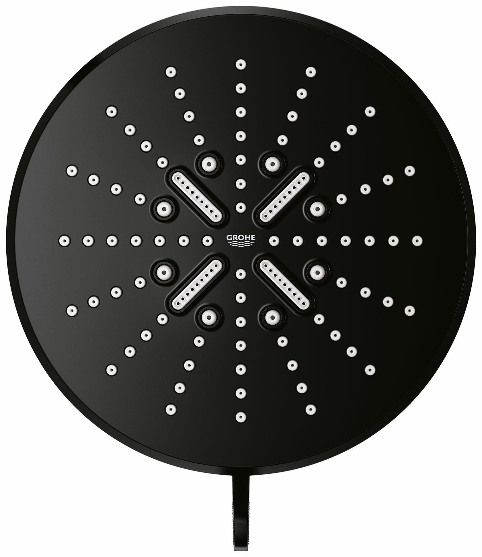 Grohe 3-Function SmartActive Rainshower Shower Head - 6.5 Inch Matte Black (Model 267892430) | High Pressure Water Saving Design for Spa-Like Bathroom Experience