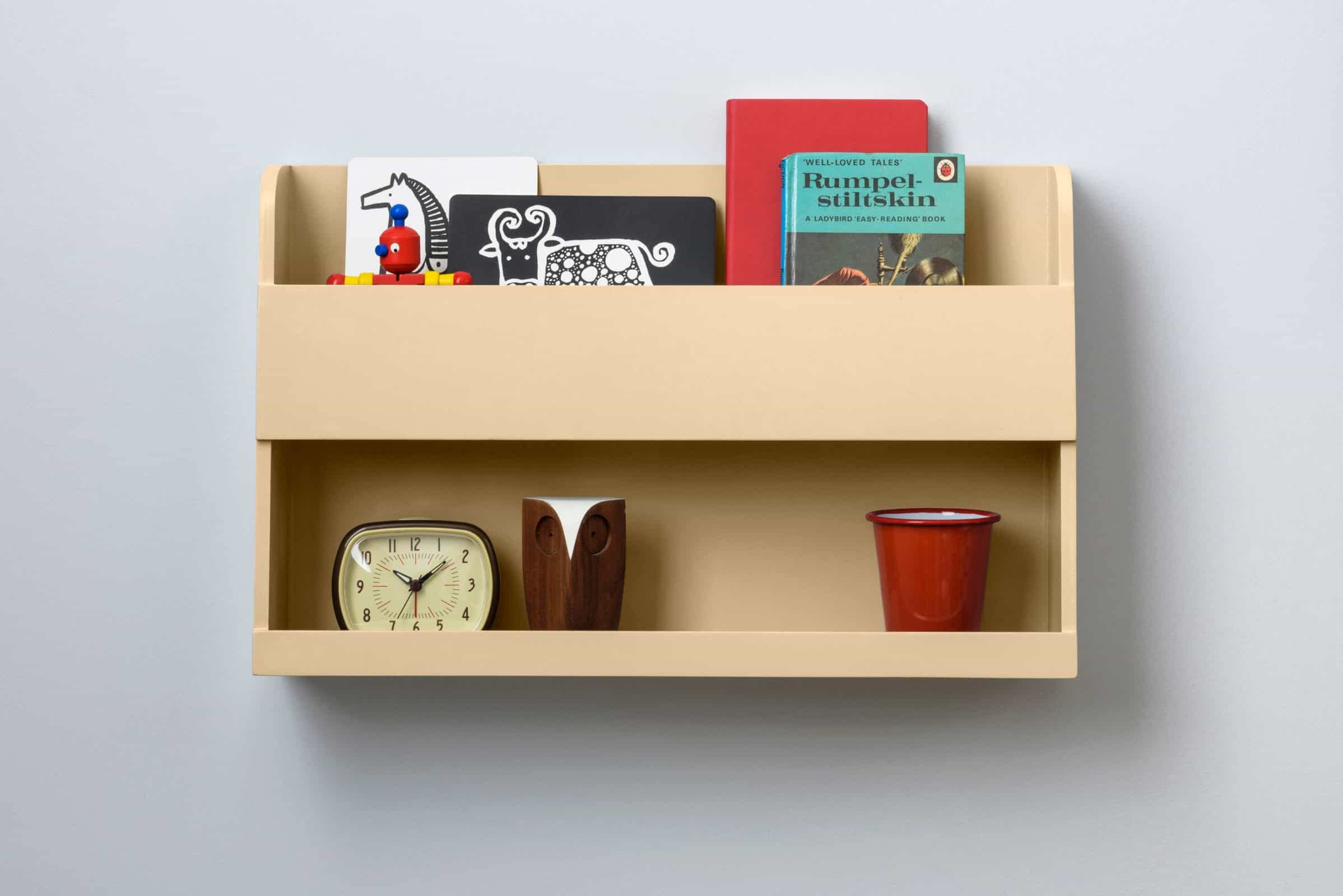 Original Tidy Books® Bunk Bed Shelf - Wooden Floating Storage Shelf for Kids & Adults (6-99 Years) | Eco-Friendly Handmade Bedside Organizer | Perfect for Bunk Beds, High Sleepers & Cabin Beds | 33x53x12cm, Barley Color | Ideal for Bedroom Storage & Reading Nook Accessories