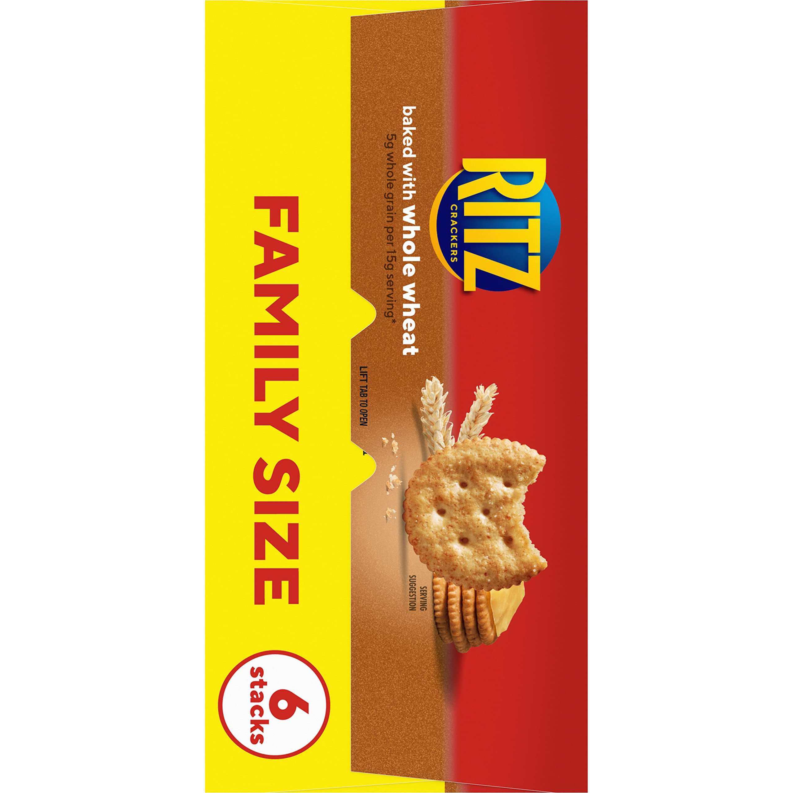 RITZ Whole Wheat Crackers - Healthy Snacks for Kids & Adults - Bulk Family Size (6-19.3 oz) - Perfect for School Lunches, Office Snacks & Picnics