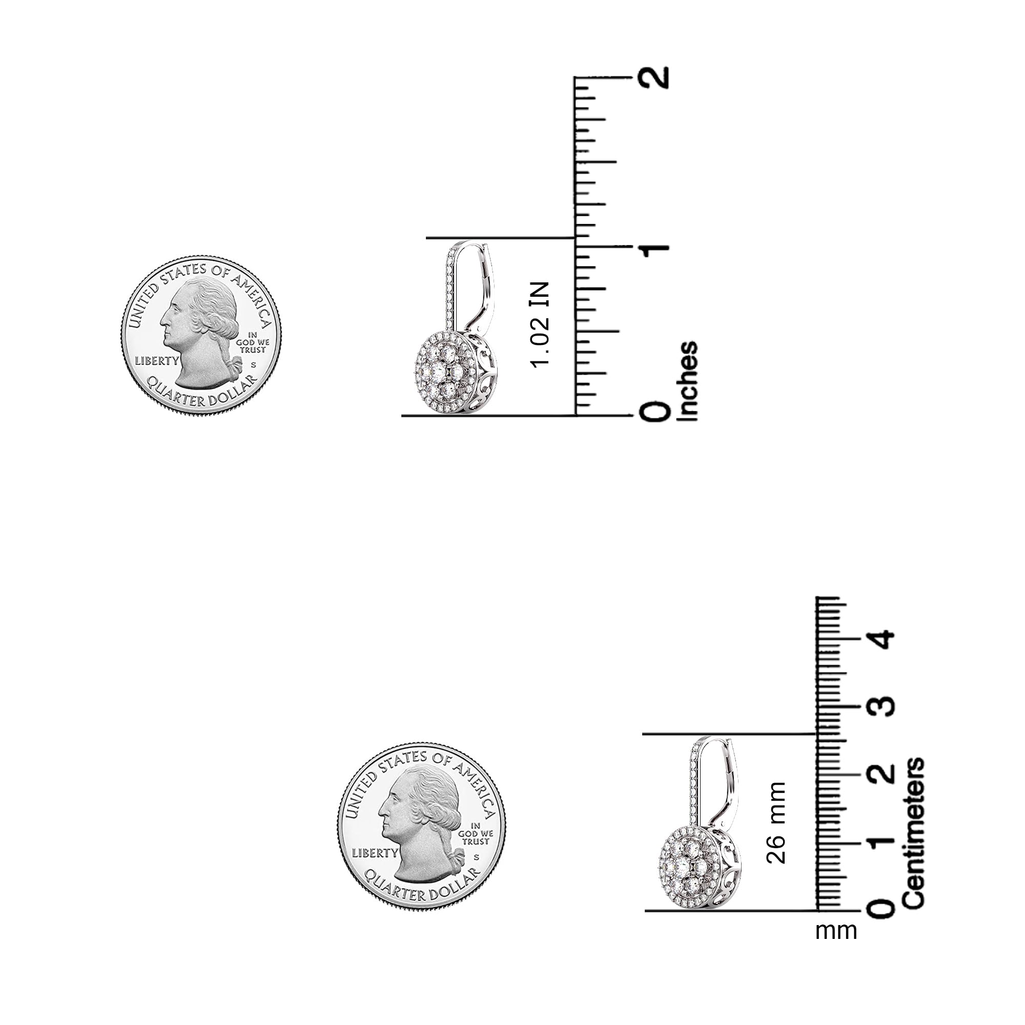LeCalla 925 Sterling Silver Leverback Earrings for Women | Sparkling Cubic Zirconia Drop Dangle Earrings | Lightweight Hypoallergenic Jewelry | Perfect for Parties, Weddings & Everyday Wear