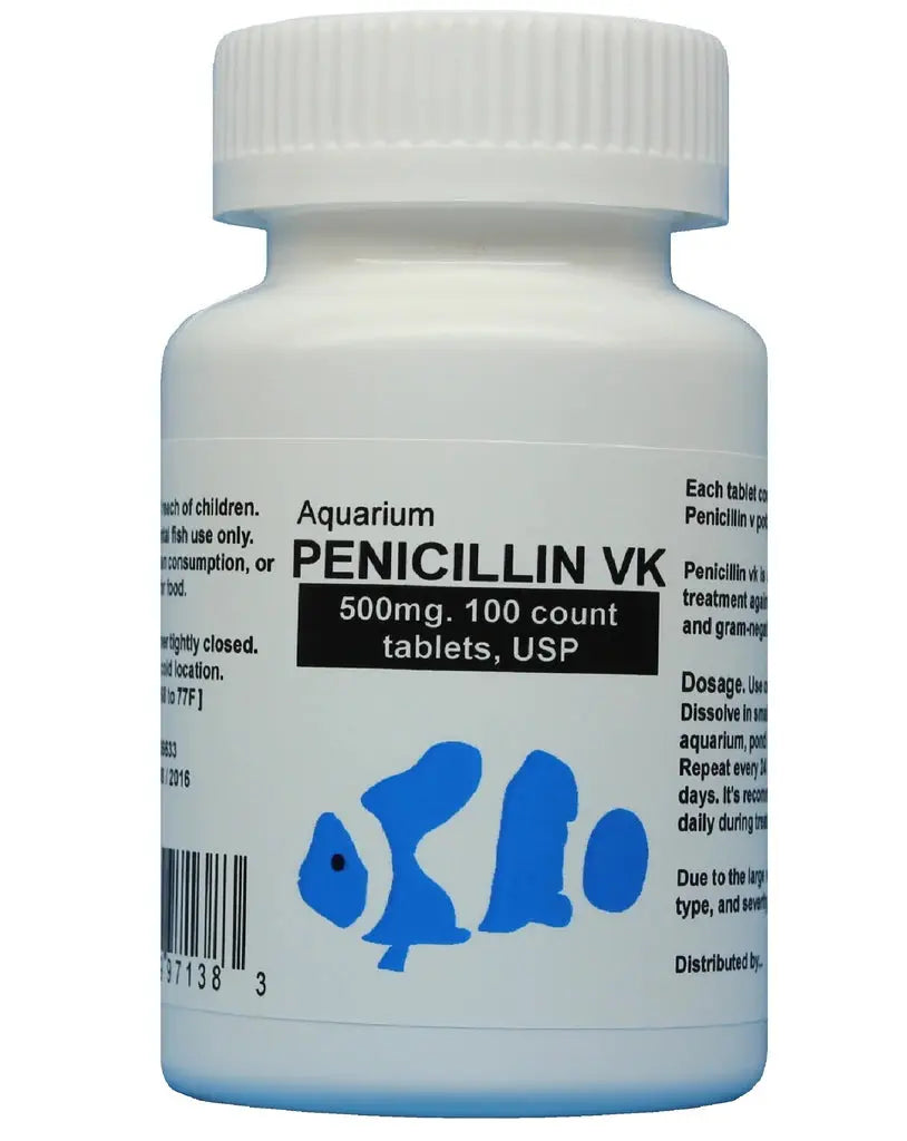 Thomas Labs Fish Penicillin 500 mg Tablets - 60 Count Antibiotic Treatment for Aquarium Fish | Bacterial Infection Prevention & Healing Aid | Perfect for Freshwater & Saltwater Tanks