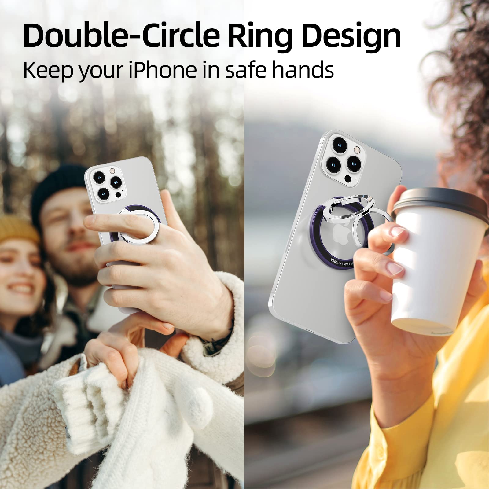 Magnetic Phone Ring Stand for MagSafe - Dark Purple Holder for iPhone 12/13/14 - Perfect for Hands-Free Viewing