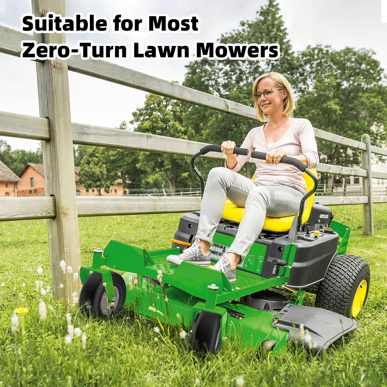 13x6.50-6 Flat Free Lawn Mower Tires & Wheels Set (2-Pack) - Zero Turn Mower Front Tires for Residential & Commercial Use - Fits 3/4