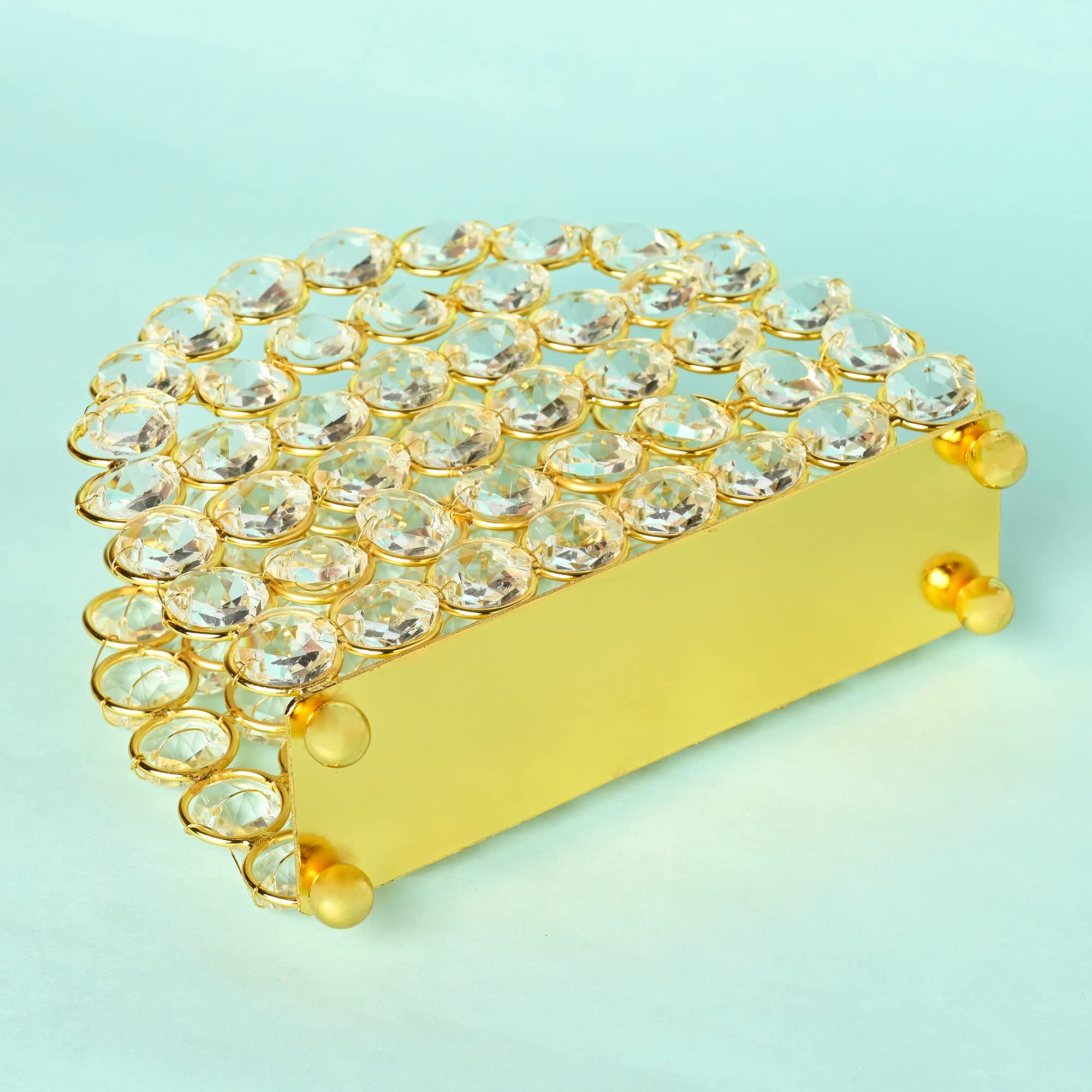 CentraLit Crystal Napkin Holder & Mail Organizer - Elegant Gold Standing Tissue Box for Dinner Table, Dresser, Office Decor - Perfect for Home, Restaurant & Wedding Decorations