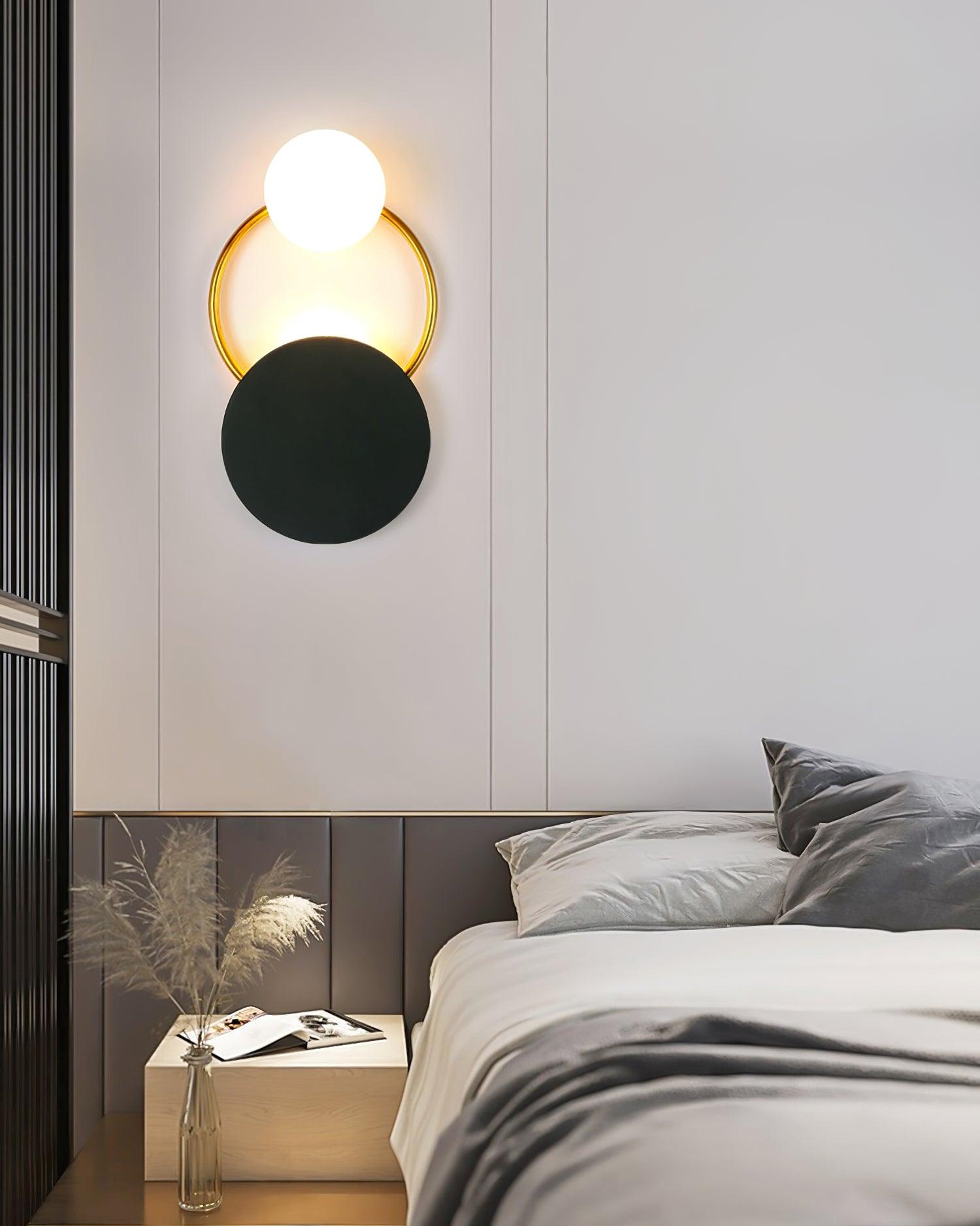 Modern Black Circular Rings Wall Lamp - Sleek LED Lighting Fixture for Bedroom, Living Room & Office Decor