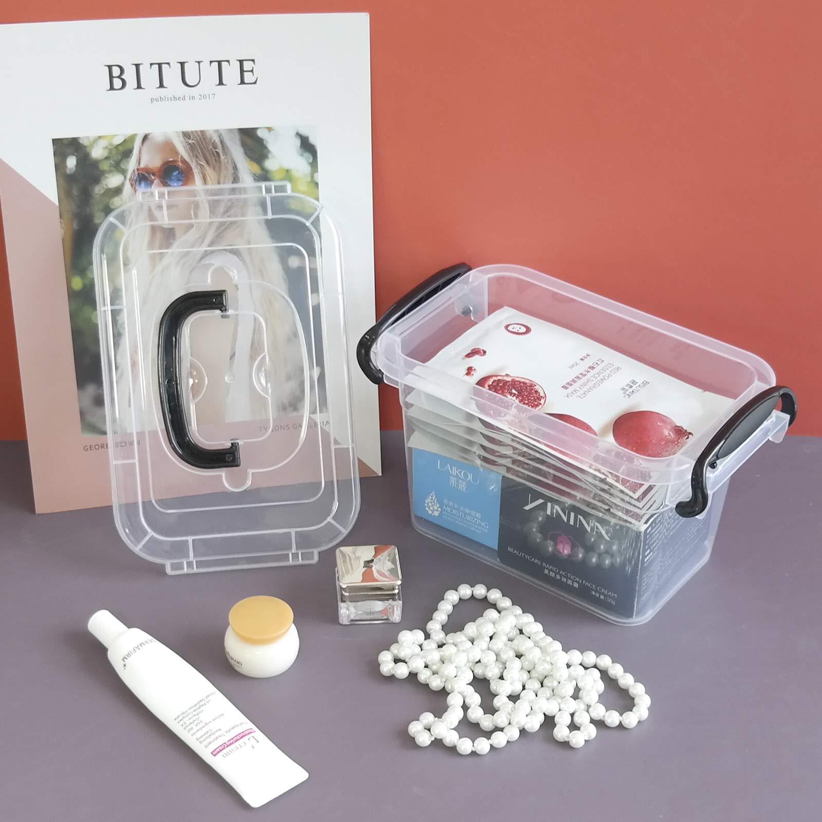 Clear Plastic Storage Boxes 6-Pack with Lids for Home & Office Organization