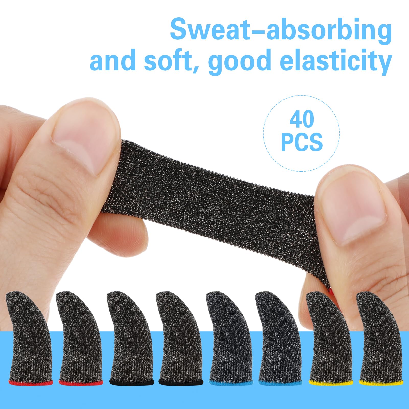 40Pcs Finger Sleeves for Mobile Gaming - Anti-Sweat Thumb Gloves for Men & Women - Improve Touchscreen Control for PUBG, Fortnite & COD - Perfect for Esports & Long Gaming Sessions
