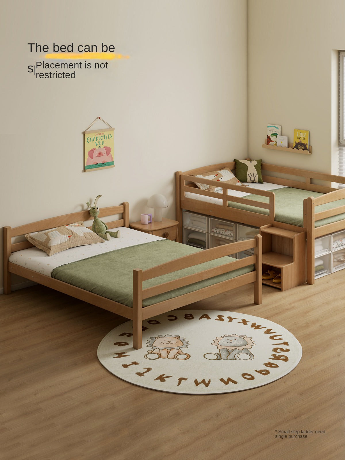 Solid Wood Beech & Birch White Detachable Bunk Bed for Kids - Perfect for Small Bedrooms, Guest Rooms & Space-Saving Kids' Rooms
