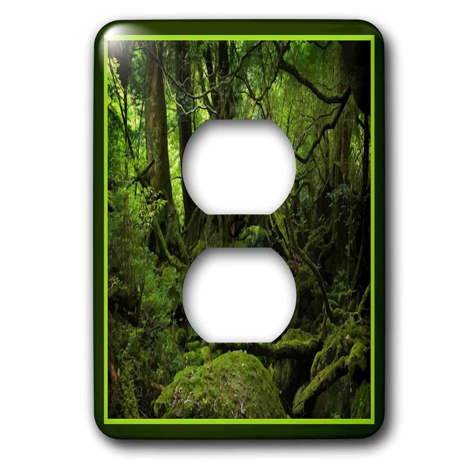 3D Rose Green Forest 2 Plug Outlet Cover - Decorative Electrical Outlet Cover for Home, Office & Nursery - Nature-Inspired Wall Plate Decor