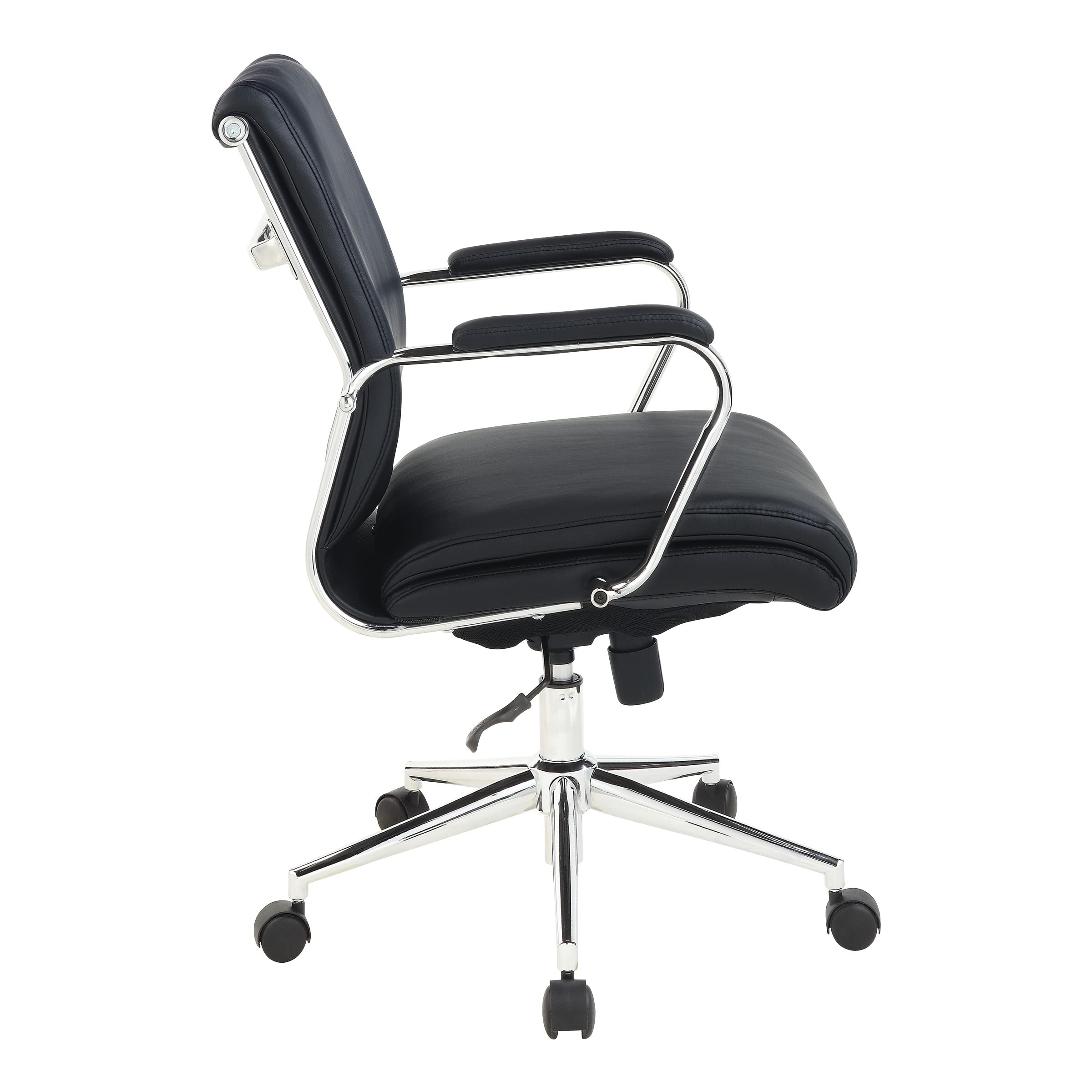 Office Star Antimicrobial Manager's Adjustable Office Chair with Chrome Base - Mid-Back Ergonomic Desk Chair with Dillon Black Fabric - Perfect for Home Office, Executive Workspace & Business Meetings