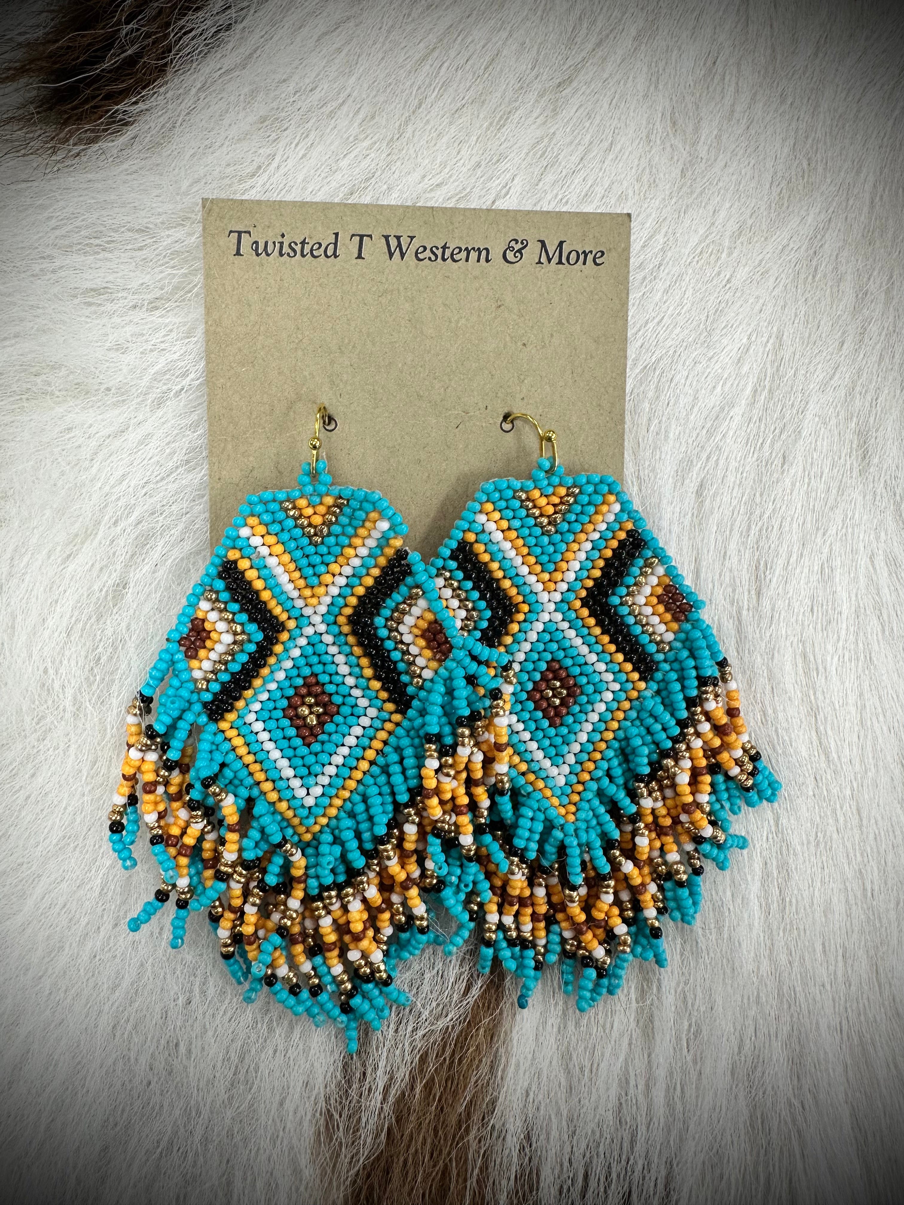 Turquoise Beaded Dangly Earrings for Women - Handmade Bohemian Style Jewelry - Perfect for Parties, Weddings & Everyday Wear