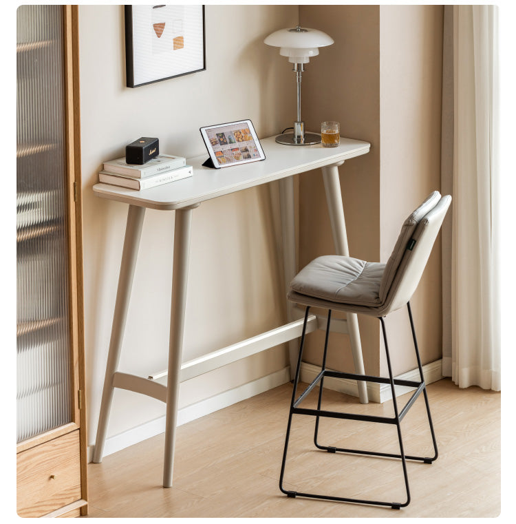 Solid Wood Bar Table - Light Luxury Rock Plate High Foot Table for Kitchen Island, Dining Room, or Home Bar - Poplar Wood Counter Height Table for Modern & Rustic Decor