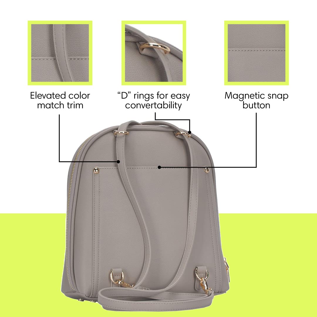 Miztique The Daisy Convertible Backpack Purse for Women - Soft Vegan Leather Shoulder Bag & Backpack (Taupe, 10.5