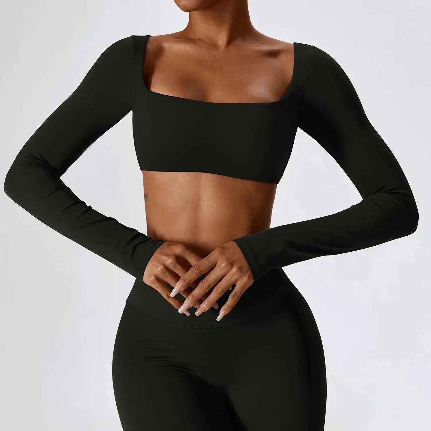 Women's Quick Dry Padded Workout Crop Top - Long Sleeve Gym Shirt for Running, Yoga & Fitness | Moisture-Wicking Push Up Sports Bra for Active Lifestyles