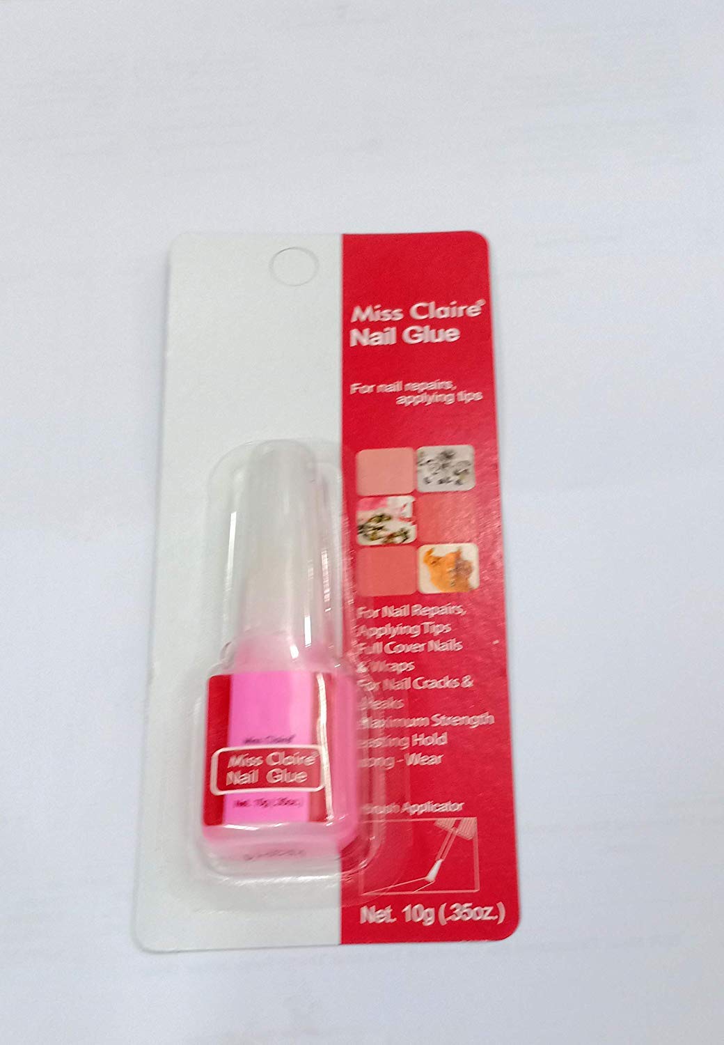Miss Claire Brush On Nail Glue for Artificial & Fake Nails - 10g/.35oz Strong Adhesive, Quick Dry Formula - Perfect for Nail Extensions, Press On Nails & DIY Manicures at Home or Salon