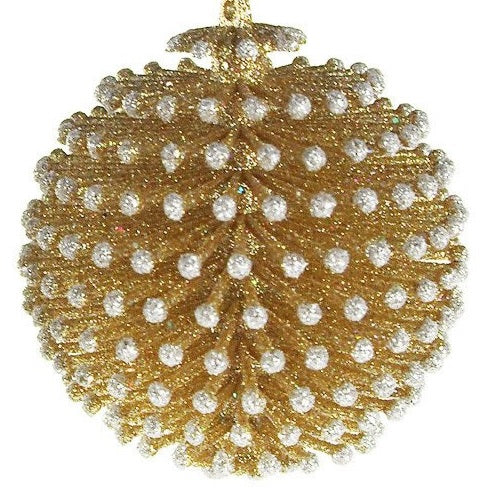 3.75 Inch Silver and Gold Acrylic Pine Cone Ball Christmas Tree Ornament - Elegant Holiday Decor for Xmas Tree, Wreaths, Gift Wrapping & Home Decoration