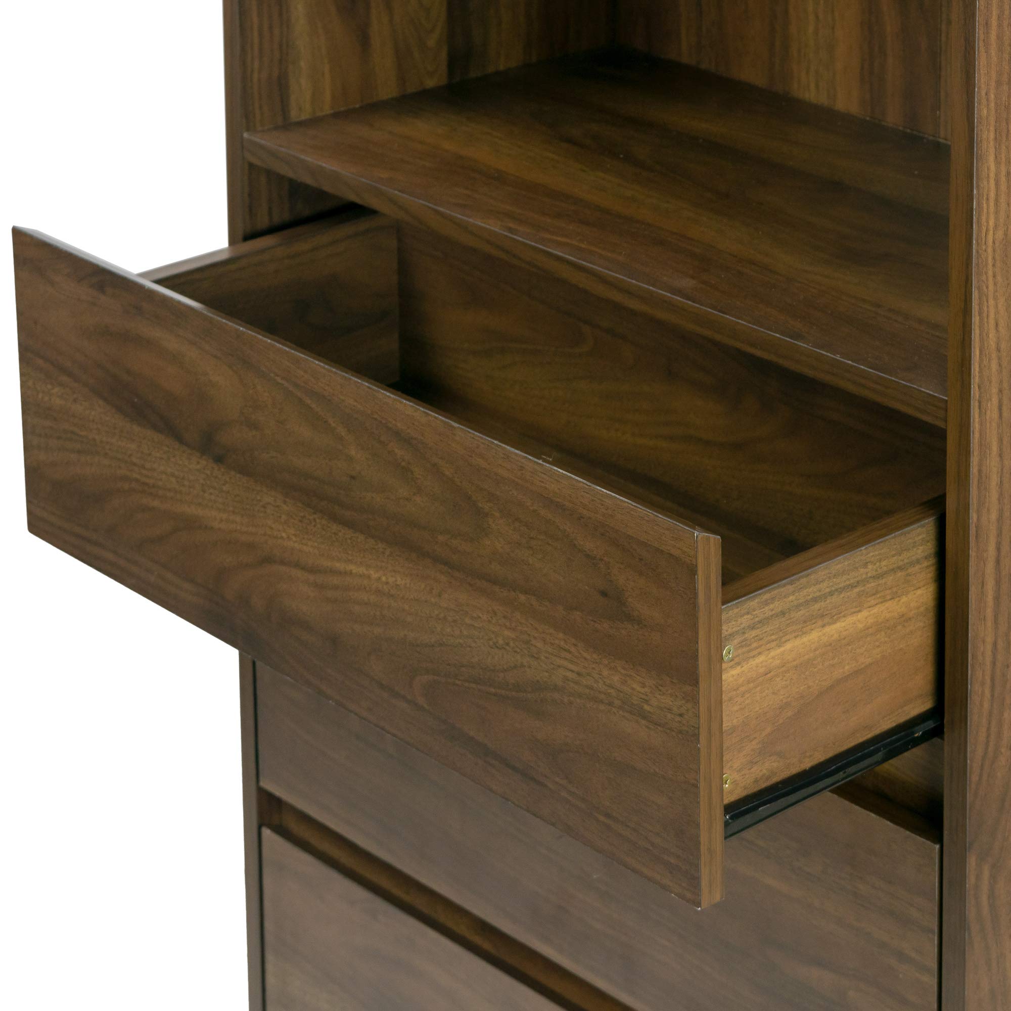 Anson Bookcase Display Shelf Media Tower with Drawers - Stylish Storage for Books, DVDs & Home Decor - Perfect for Living Room, Office & Bedroom Organization