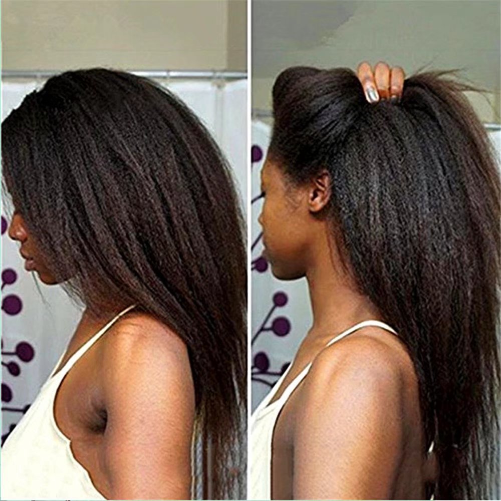 Brazilian Virgin Human Hair Full Lace Wigs for Black Women - 20 Inch Natural Black Italian Kinky Yaki Glueless Wig with Baby Hair | Perfect for Daily Wear, Special Occasions & Protective Styling