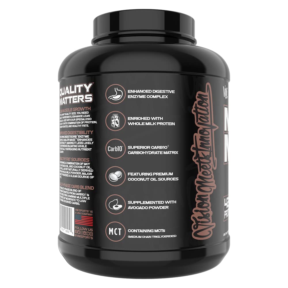 VMI Sports Major Mass Lean Mass Gainer Protein Powder - Chocolate Milkshake Flavor 4lbs for Muscle Growth & Weight Gain | High Protein Supplement for Men & Women | Post-Workout Recovery & Bodybuilding Nutrition