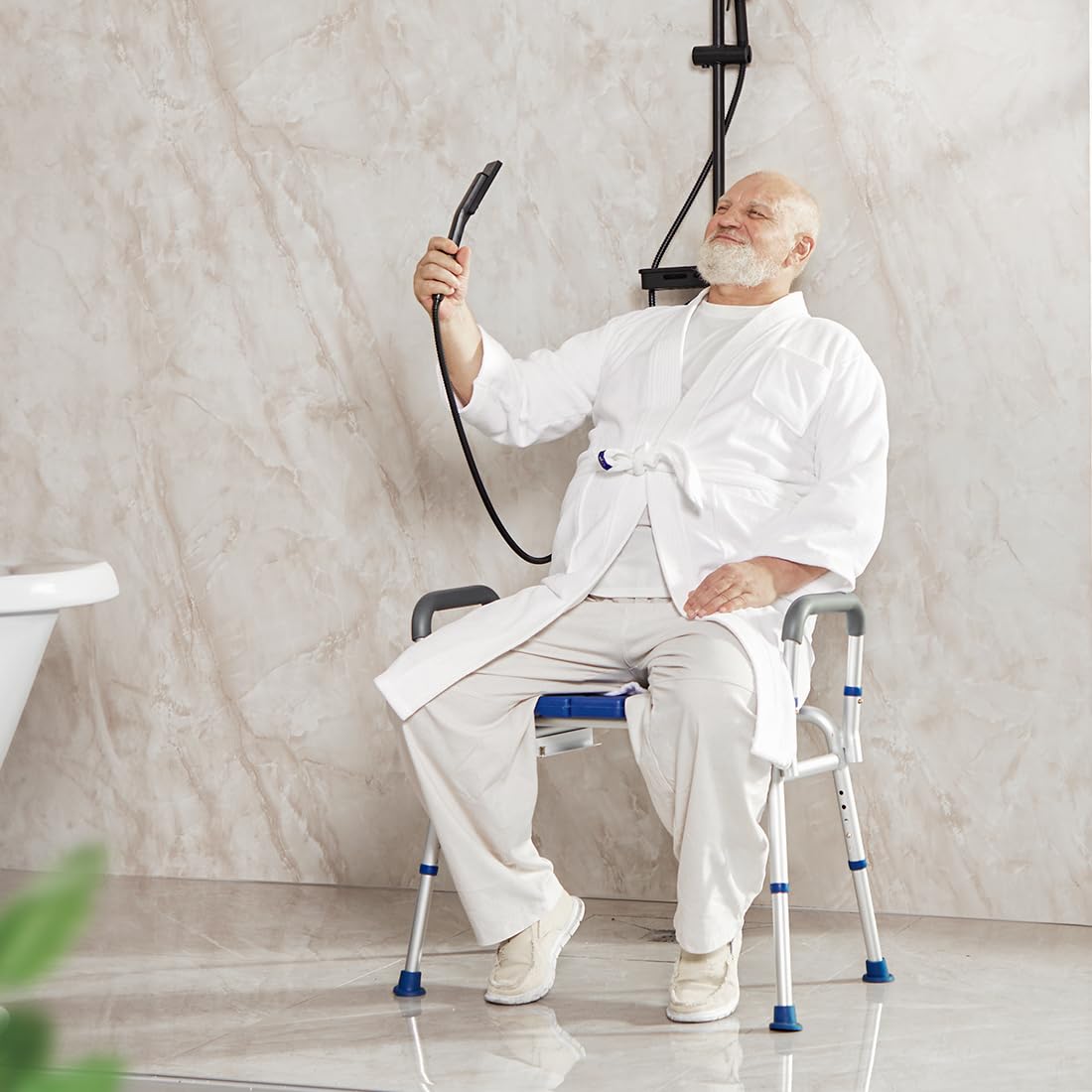 GreenChief Extra Large Bariatric Shower Chair - 700lb Heavy Duty Shower Bench with Wide Seat & Handles - Sturdy Bath Seat for Elderly, Disabled & Obese Adults - Ideal for Safe Bathing & Showering in Home or Healthcare Facilities