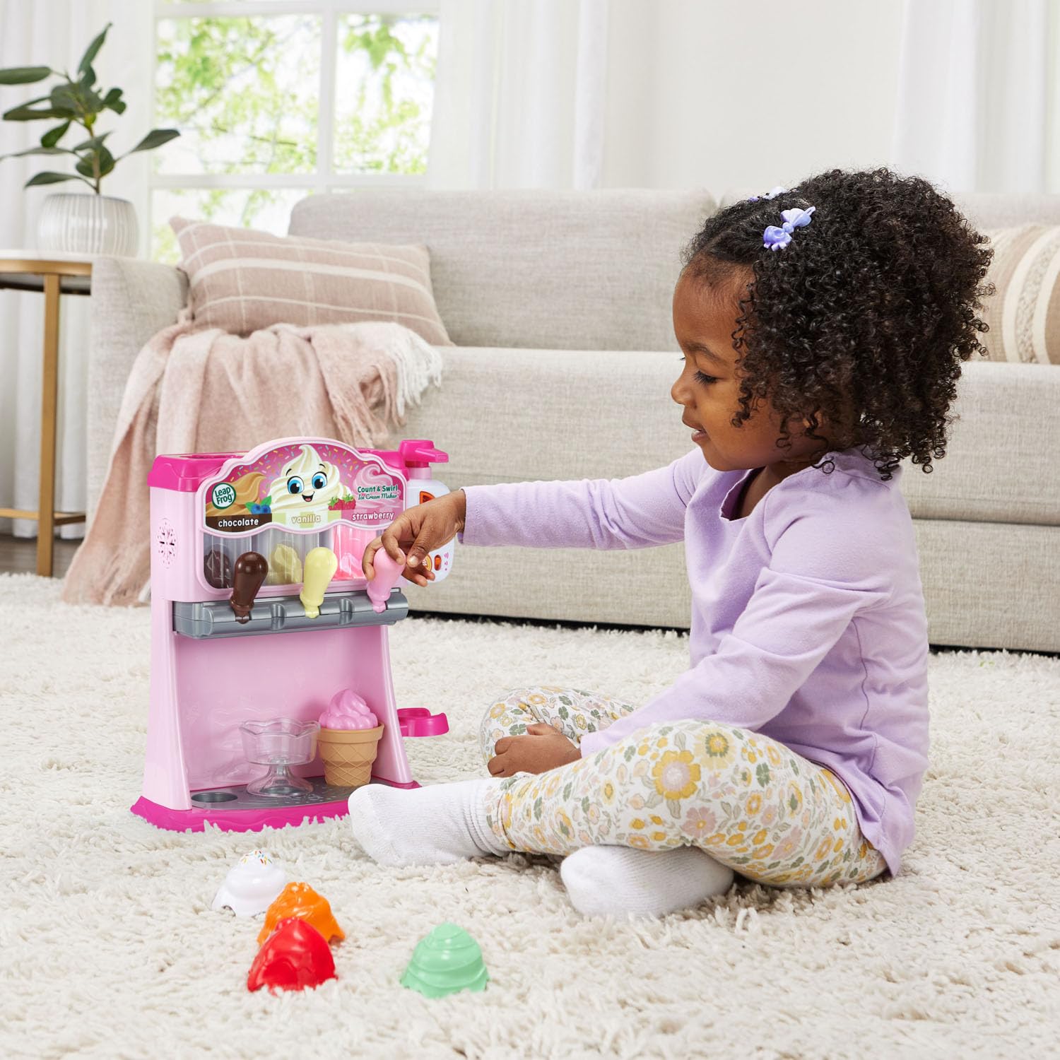 LeapFrog Count and Swirl Ice Cream Maker Toy for Toddlers & Kids Ages 2+ | Pretend Play Learning Game | Pink Educational Playset for Birthday Gifts & Preschool Activities