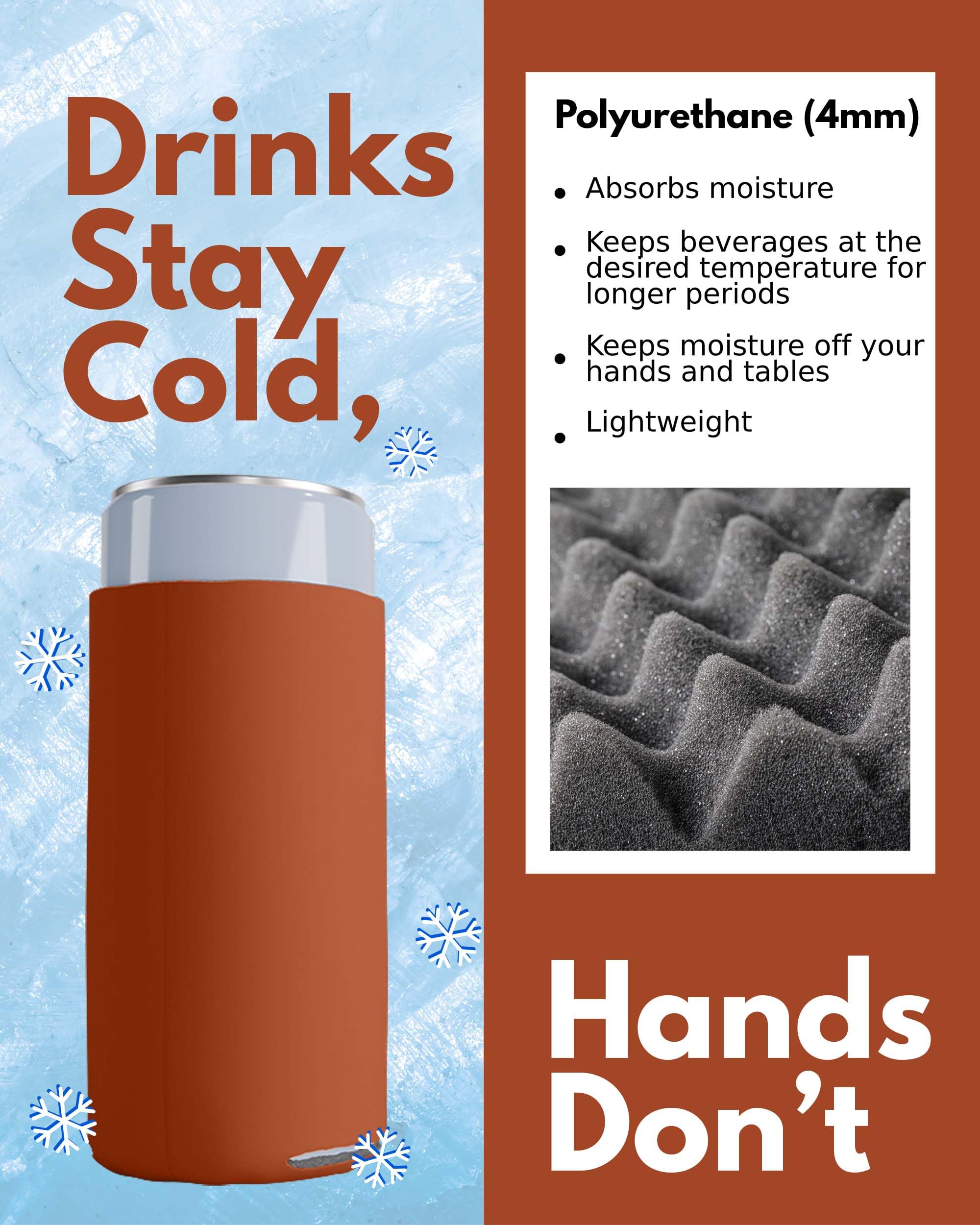 200 Pack Texas Orange Blank Slim Can Cooler Sleeves - Customizable Sublimation Coolers for Beer Bottles & 12oz Tall Cans | Skinny Collapsible Drink Insulators | Perfect for Parties, Tailgating & Outdoor Events