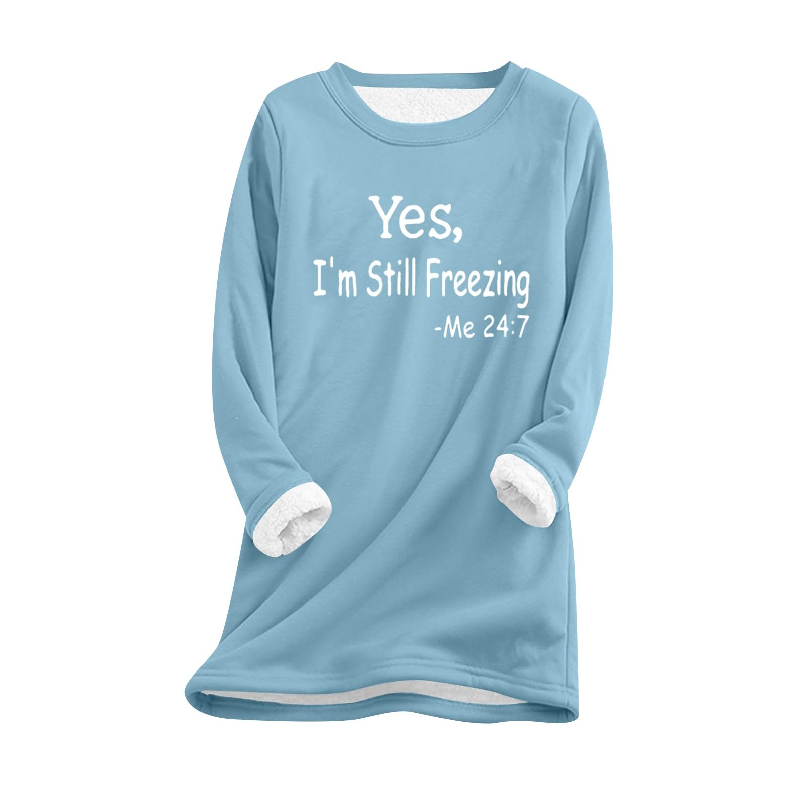 Women's Fleece Crewneck Sweatshirt - Thermal Fleece Pullover with Round Neck & Long Sleeves | Cozy Winter Wear for Casual Outfits, Lounge & Outdoor Activities