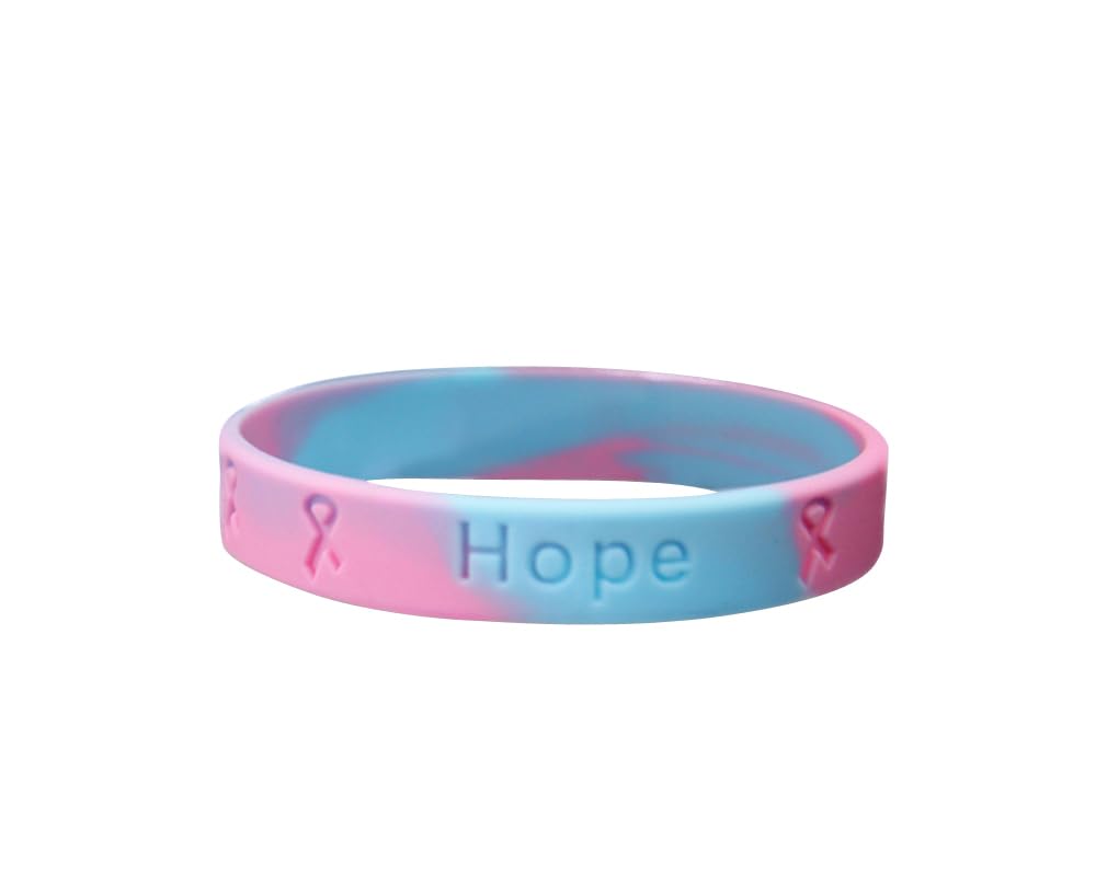 Pink & Blue Silicone Awareness Bracelets Bundle Pack - Memorial, Fundraising, Gift for Women & Men - Perfect for Cancer Awareness, Charity Events & Daily Wear