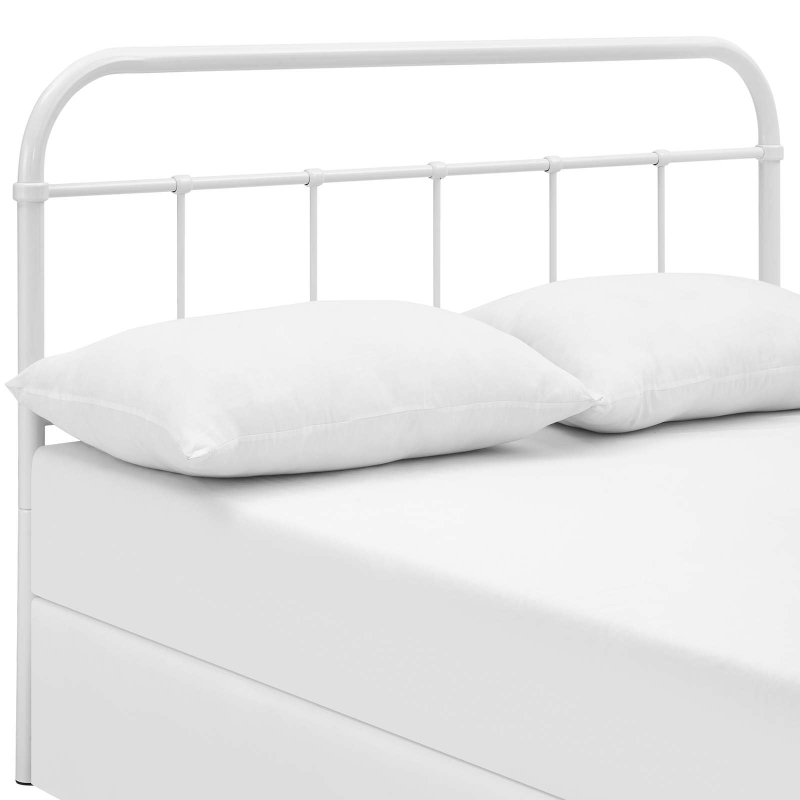 Rustic Farmhouse Style White Metal Queen Size Headboard - Modway Serena Steel Bed Frame Headboard for Cozy Bedroom Decor & Farmhouse Aesthetic