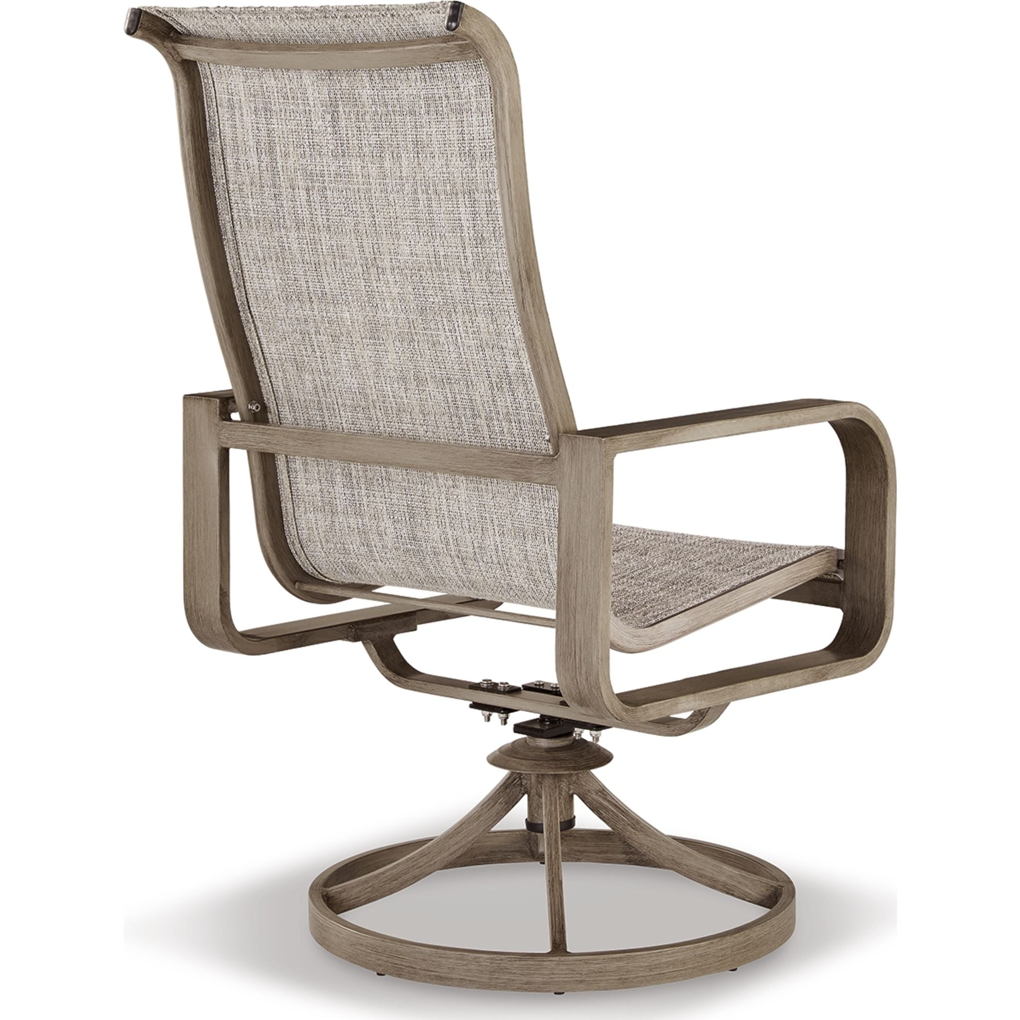 2-Pack Beige Outdoor Sling Swivel Chairs for Patio, Beach, Poolside & Backyard Relaxation - Water-Resistant Wicker Rattan Lounge Chairs with Comfortable Cushions