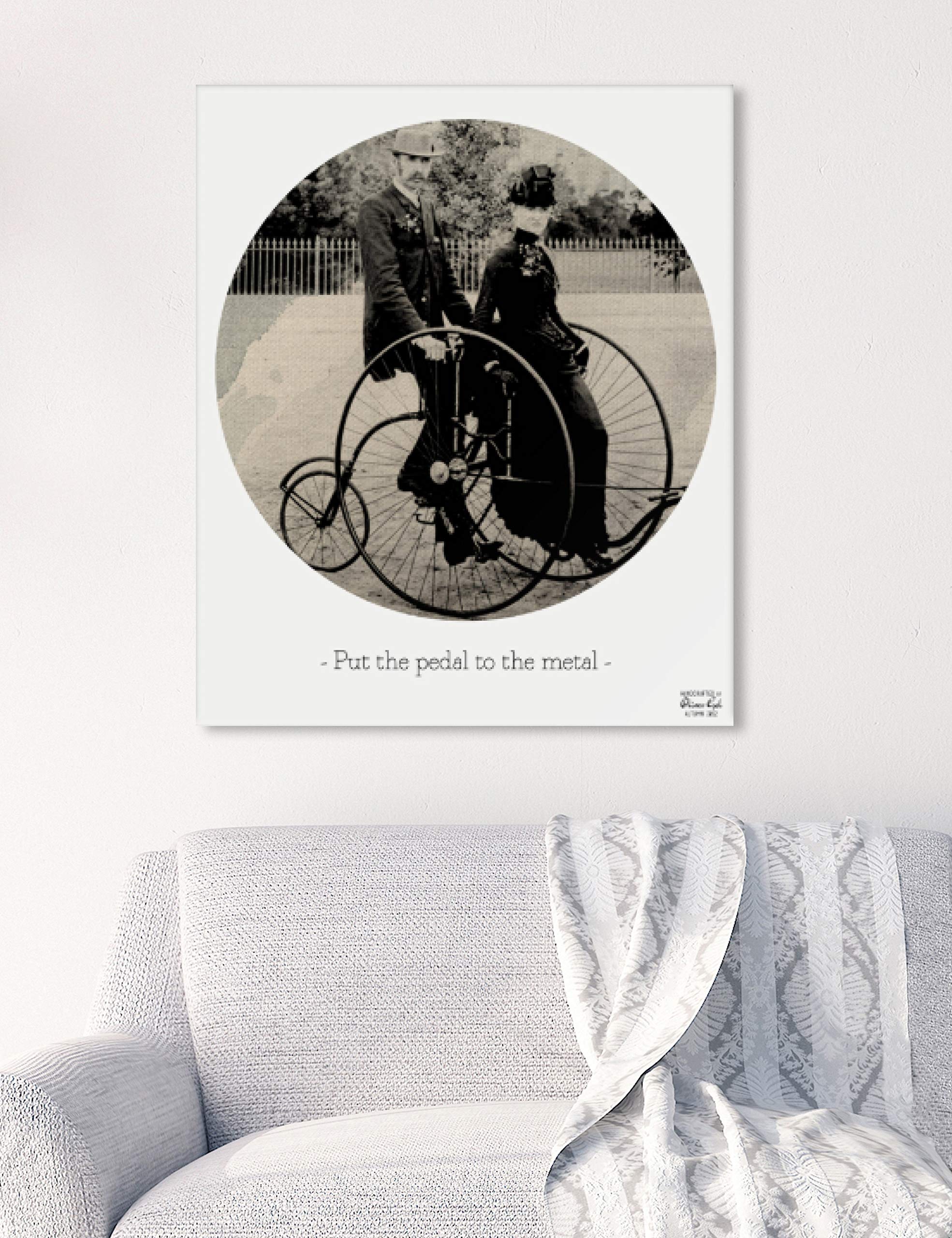 Oliver Gal Artist Co. 'Pedal to the Metal' Black & White Canvas Wall Art Print - 13x16 Inches - Modern Home Decor for Living Room, Bedroom & Office