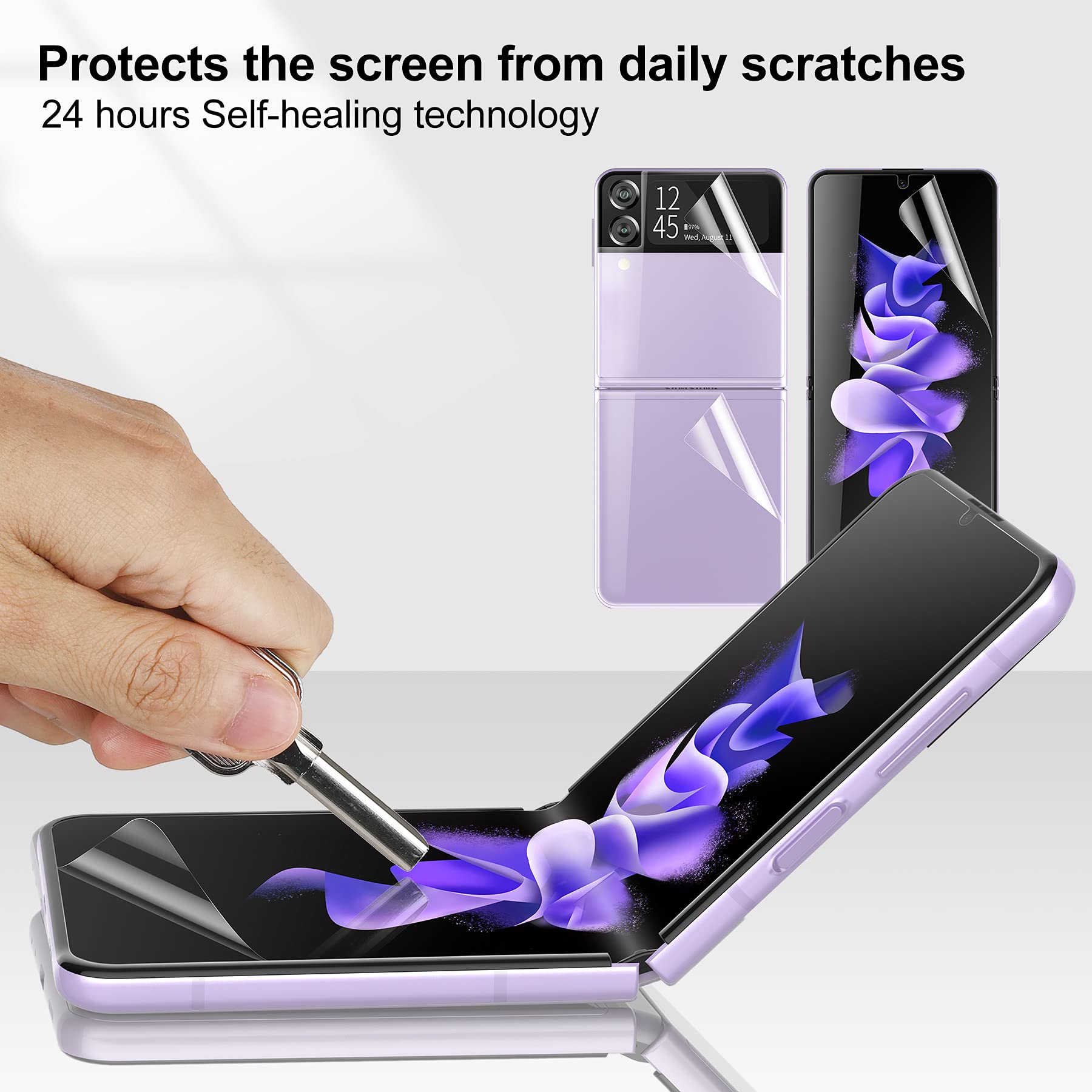 Foluu 6-Piece Screen Protector Set for Samsung Galaxy Z Flip 3 5G (2021) - 2x Front, 2x Inside, 2x Back Screen Protectors - Bubble-Free Installation - Perfect for Everyday Protection & Scratch Prevention