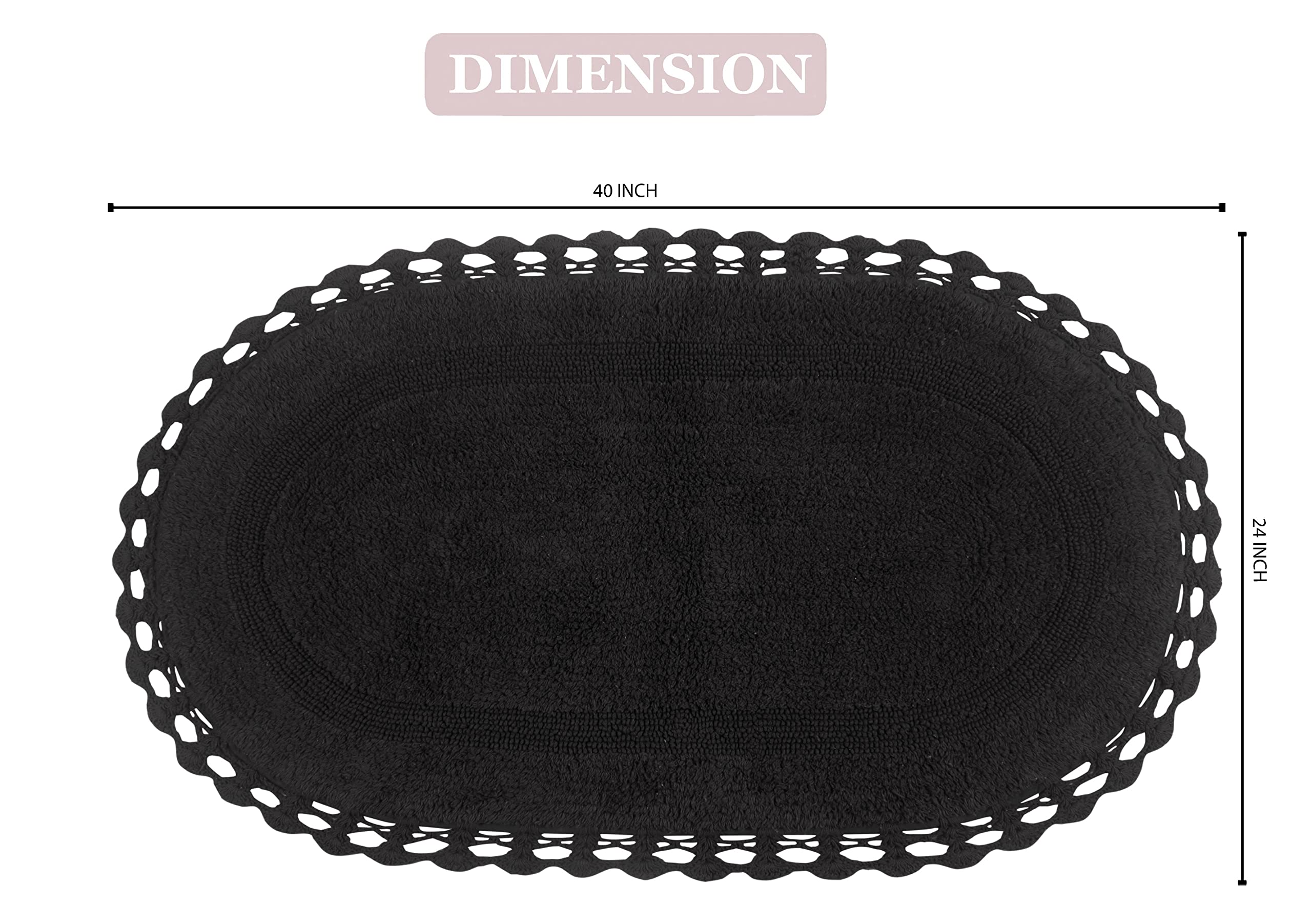 Home Weavers Hampton Reversible Crochet Bath Mat Set - 100% Cotton Washable Bathroom Rug, Ultra Soft & Absorbent Non-Slip Bath Rug for Bathroom & Kitchen, 24