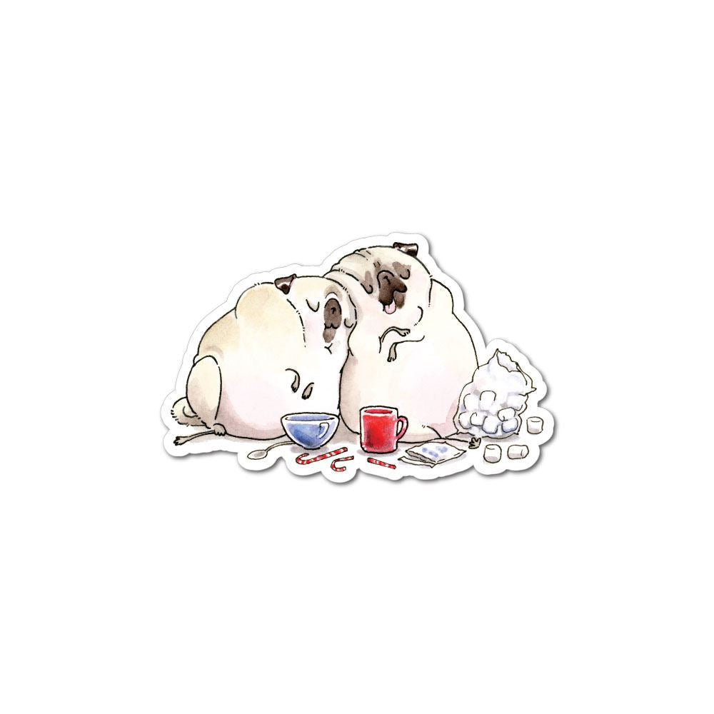 Funny Pug Stickers - Hot Cocoa and Movie Night Decals for Laptops, Water Bottles & DIY Crafts | Cute Dog Lovers Gift