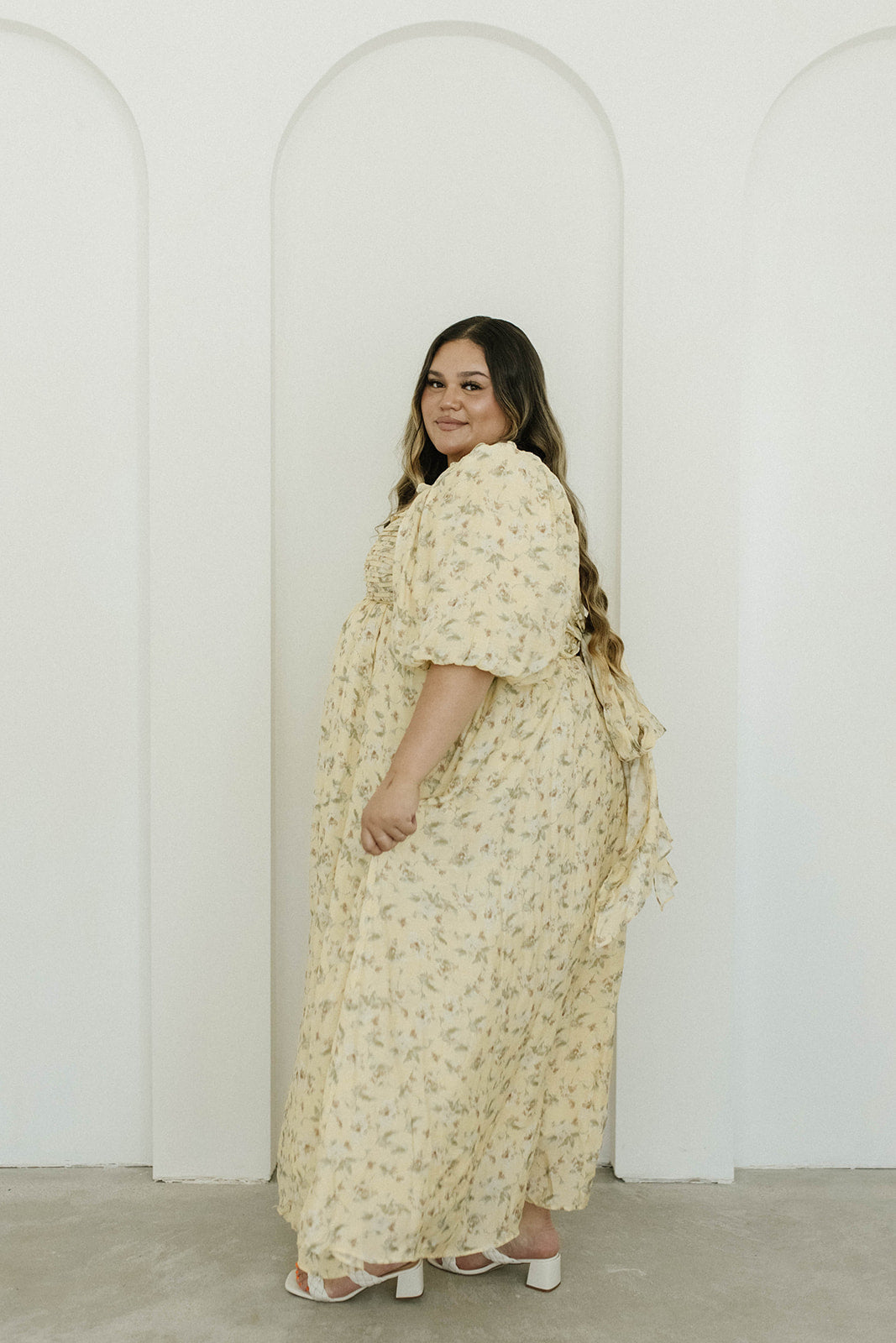 Melody Maxi Dress with Pleats & Bow Detail - Yellow Floral Print | Bump Friendly Maternity Dress | Inclusive Sizing (S-3XL) | Perfect for Weddings, Baby Showers & Summer Vacations