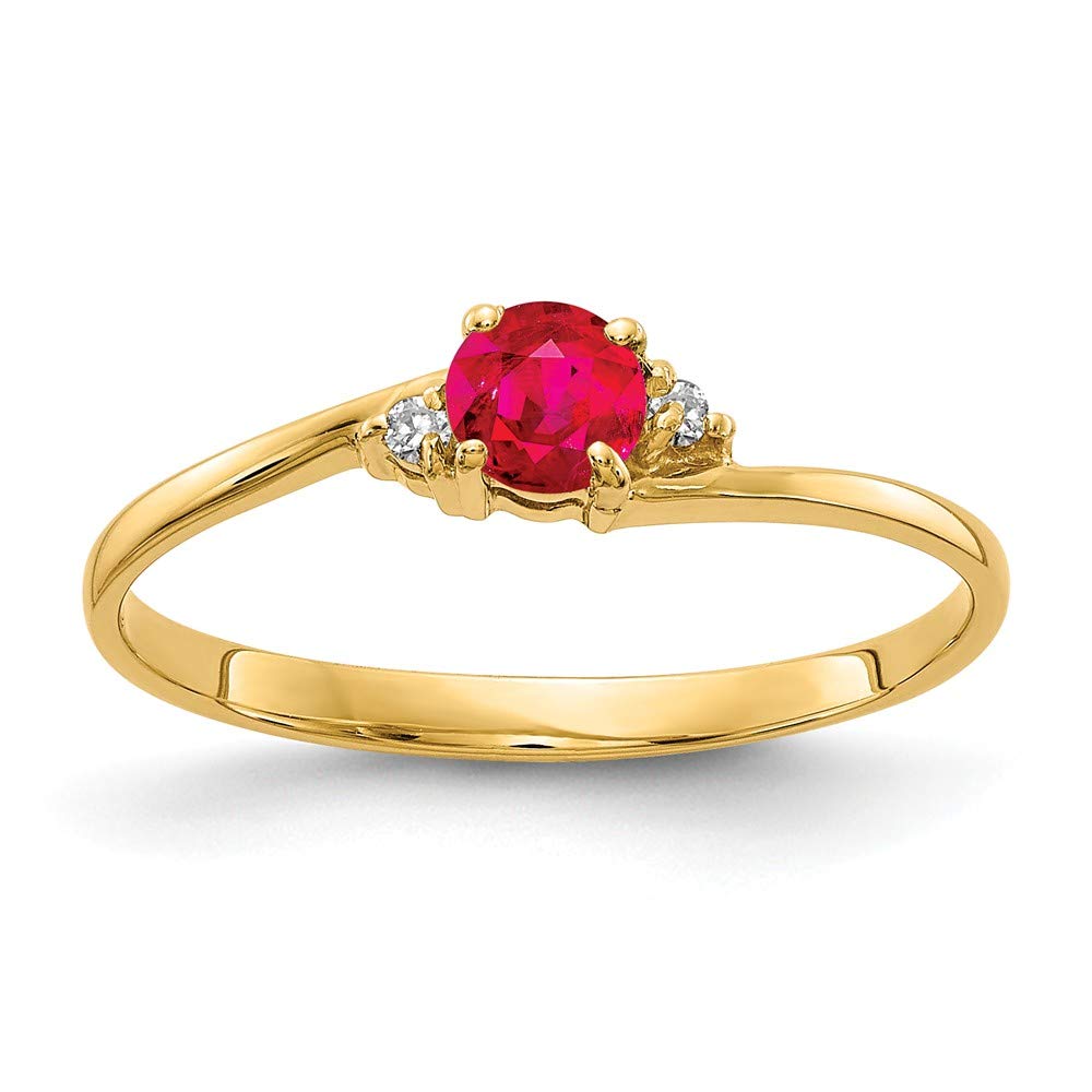 14K Yellow Gold 4mm Ruby and Diamond Engagement Ring (0.016 CTTW) - Perfect for Proposals, Anniversaries, and Special Occasions