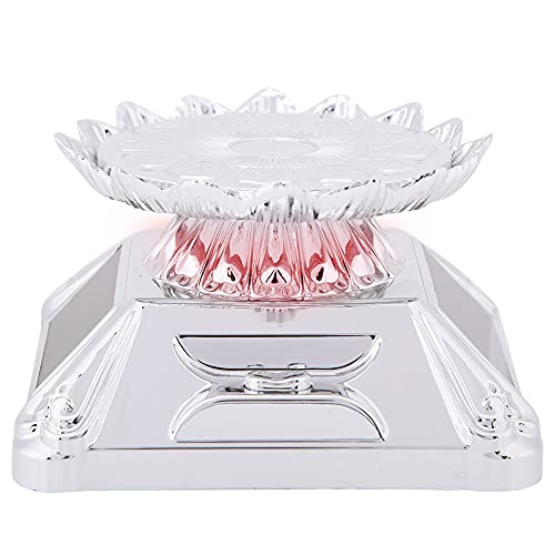 360° Rotating Solar Powered Jewelry Display Stand with LED Lights - Silver | Perfect for Ring, Necklace & Watch Showcase in Retail Stores & Exhibitions