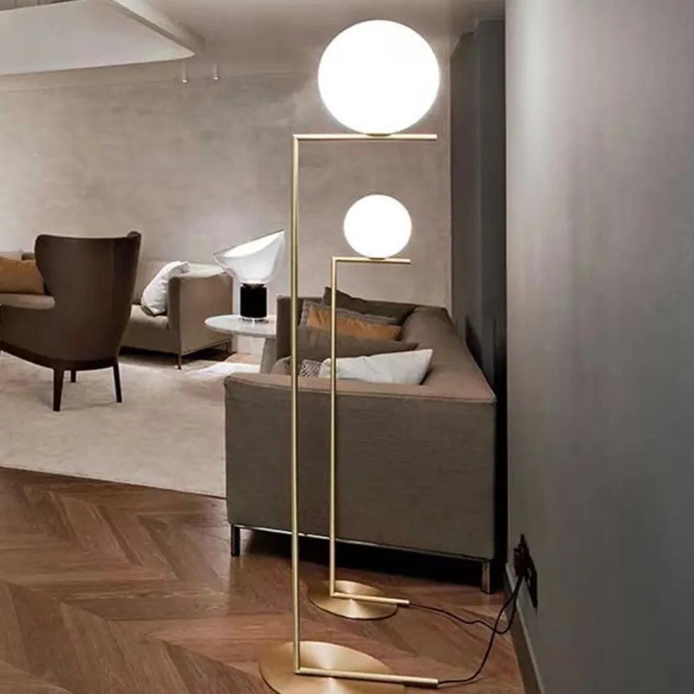Modern White Sphere Minimalist Floor Lamp - Elegant LED Standing Light for Living Room, Bedroom & Office Decor