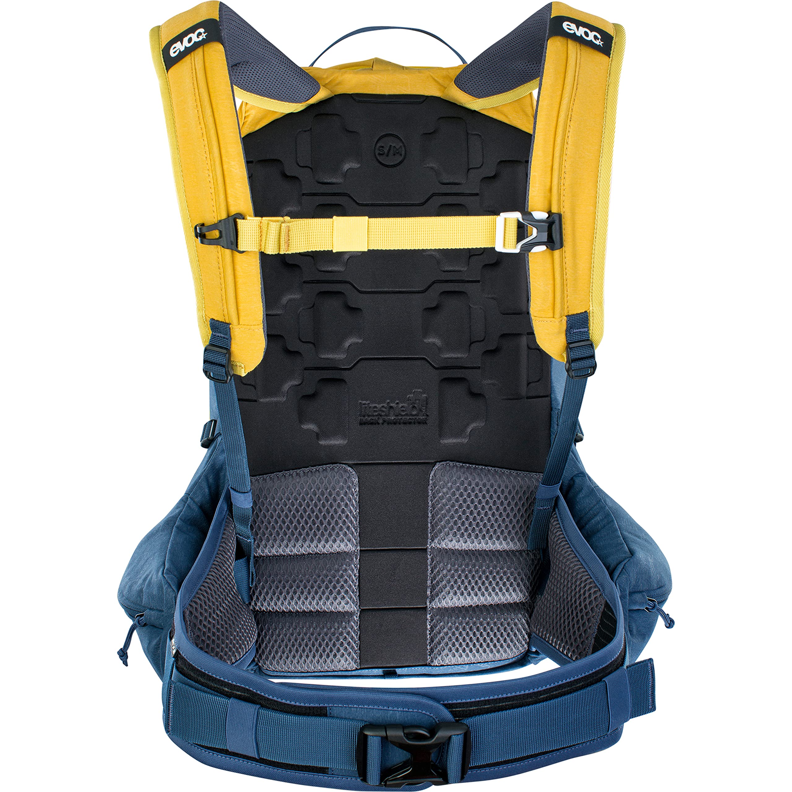 EVOC Trail Pro 26L Hiking Backpack - Waterproof Outdoor Backpack for Men & Women - Durable Travel Backpack with Laptop Compartment (Curry/Denim) - Perfect for Hiking, Camping & Daily Commute