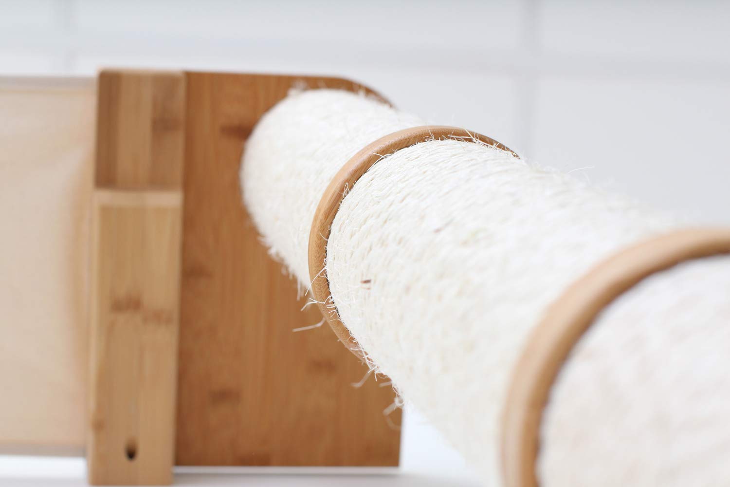 Multi-Level Cat Hammock & Climbing Wall Shelf - Space Saving Cat Activity Center with Scratching Posts, English Chestnut/Charcoal - Perfect for Indoor Cats, Small Apartments & Wall-Mounted Play Areas