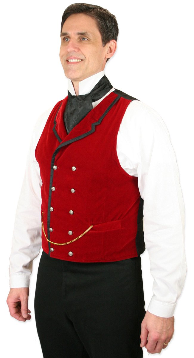 Historical Emporium Men's Velvet Formal Suit Vest | Victorian Edwardian Tuxedo Waistcoat | Elegant Dress Vest for Weddings, Parties & Historical Reenactments