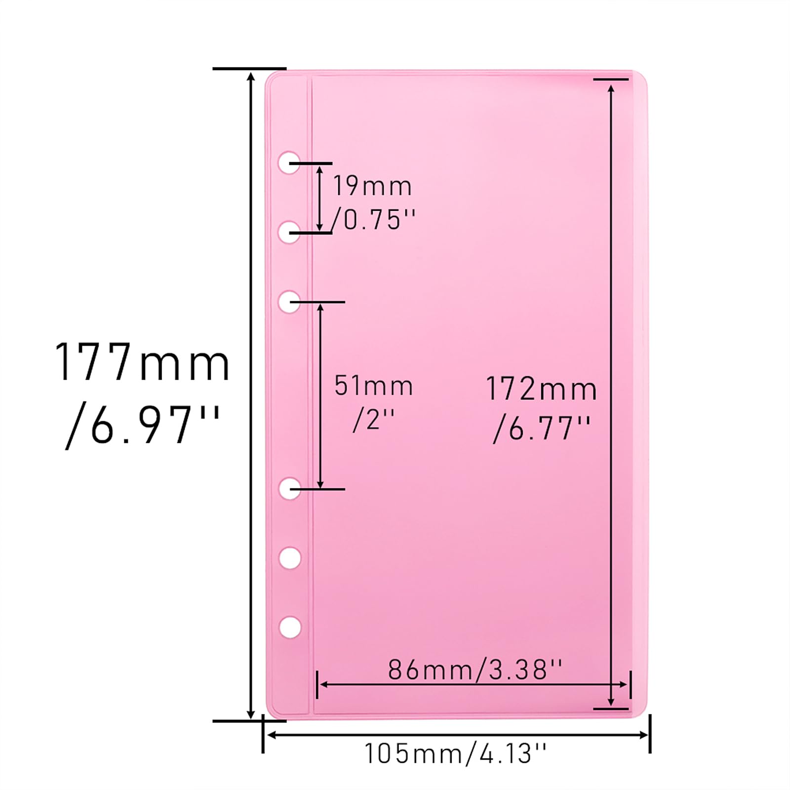 24pcs A6 Cash Envelopes - Pink PVC Sheet Protectors for 6-Ring Binders, Budget Organizer Sleeves for Photos, Cards & Bills | Perfect for Home Office, School Supplies & Financial Planning (Pink)