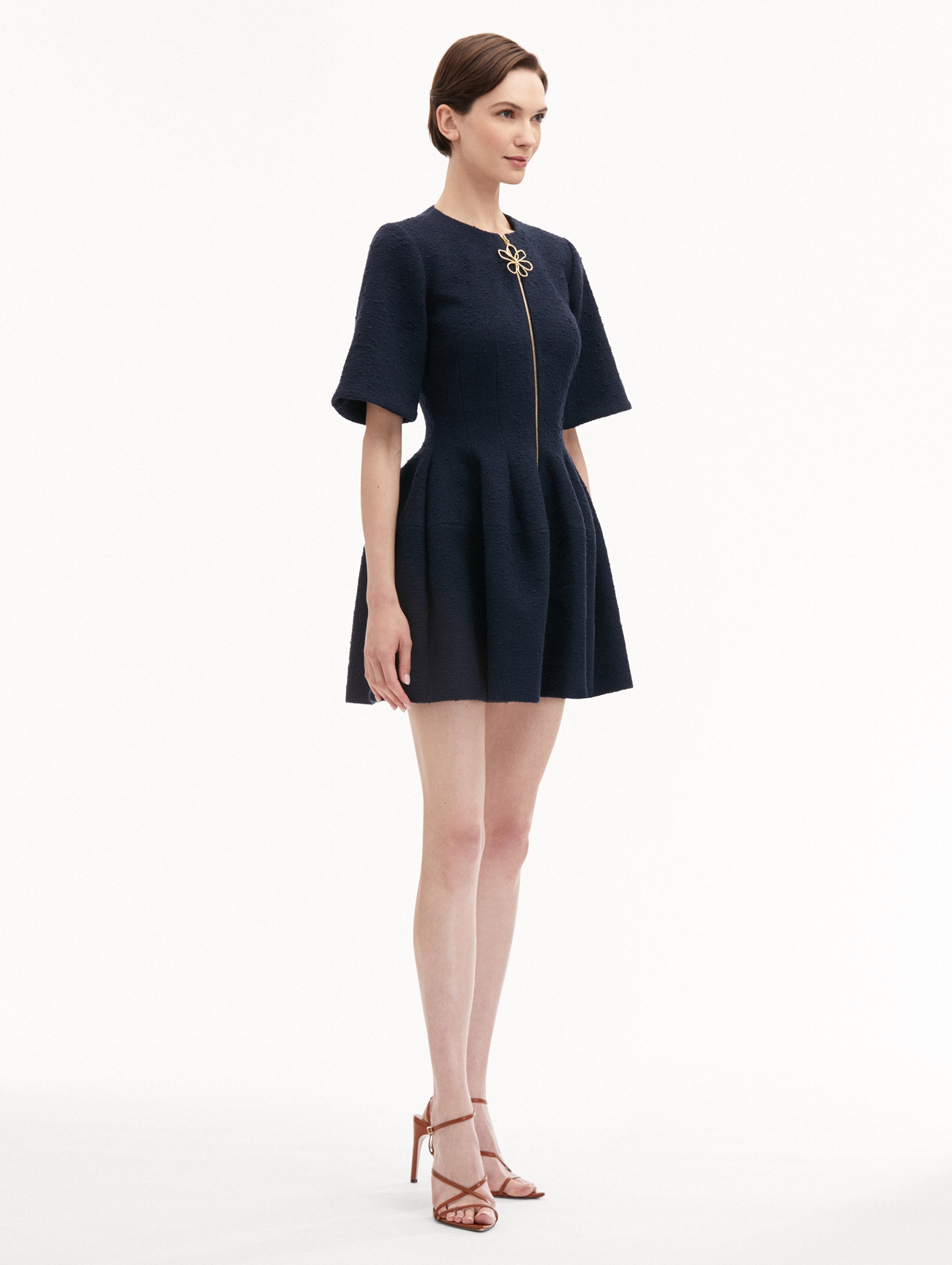 Stylish Zip Front Tweed Dress for Women - Elegant Office Wear & Party Outfit | Perfect for Work, Cocktail Events & Date Nights