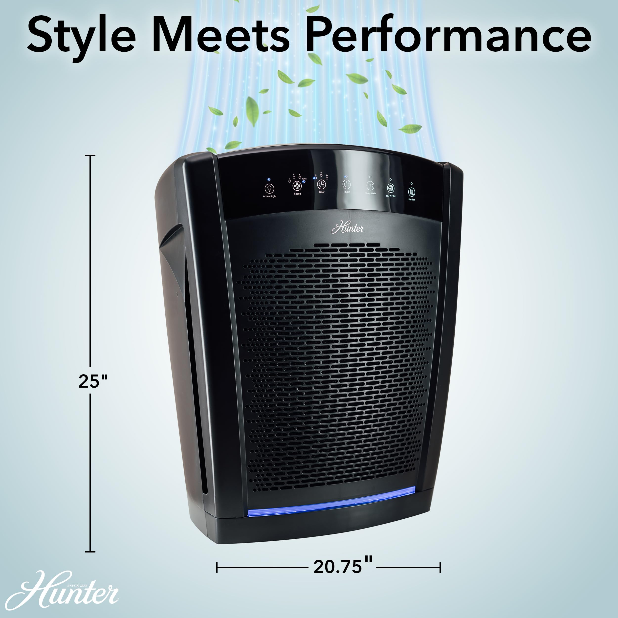 Hunter HP800 True HEPA Air Purifier for Large Rooms up to 2585 Sq Ft - Filters Pet Dander, Smoke, Dust, Allergens & VOCs - 4 Speed Settings with Quiet Sleep Mode - Perfect for Bedrooms, Living Rooms & Offices