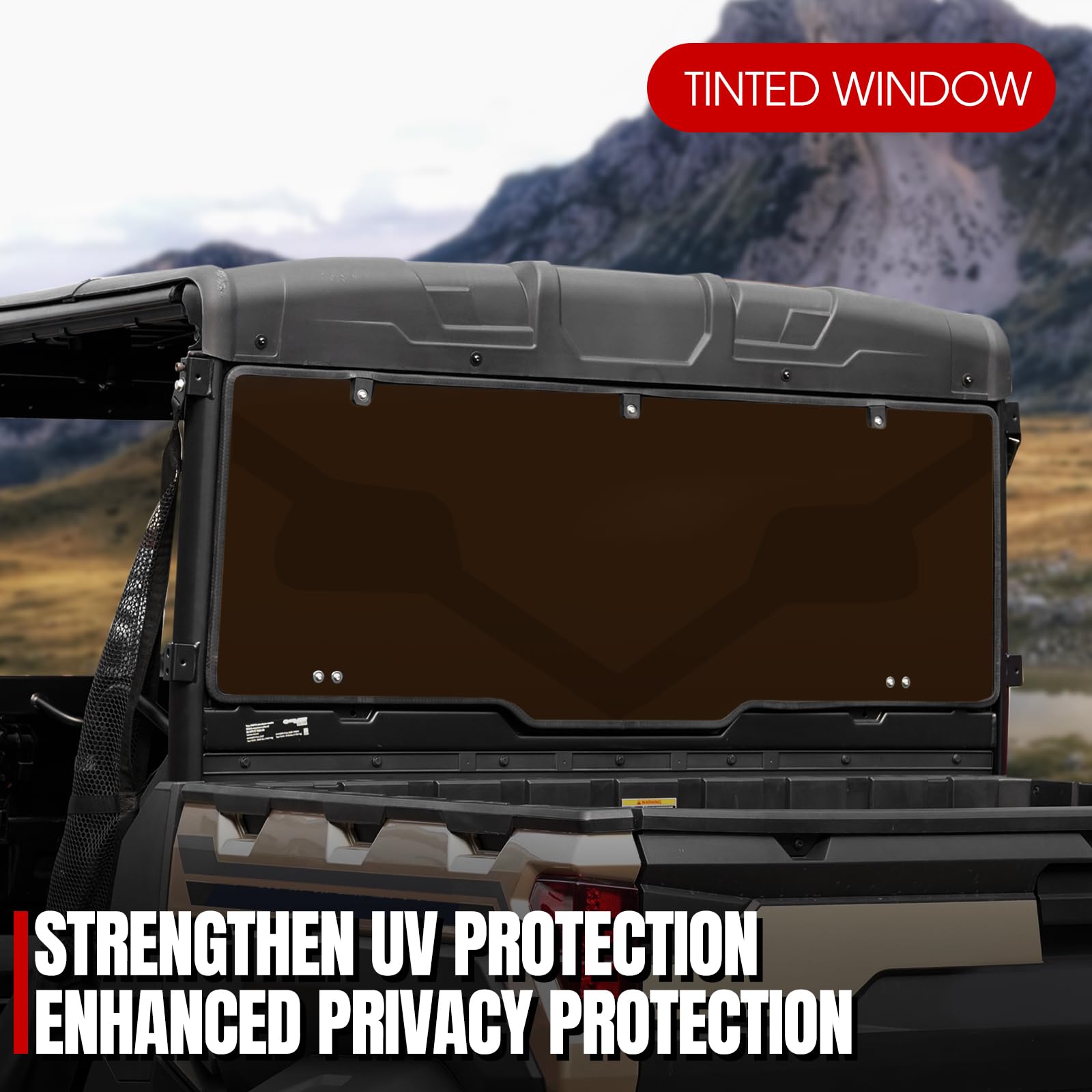 Tinted Rear Window for 2017-2025 Polaris Ranger XP 1000 & Crew | UTV PRO Dark Back Windshield Accessories | Perfect for Off-Roading, Hunting & Farm Work