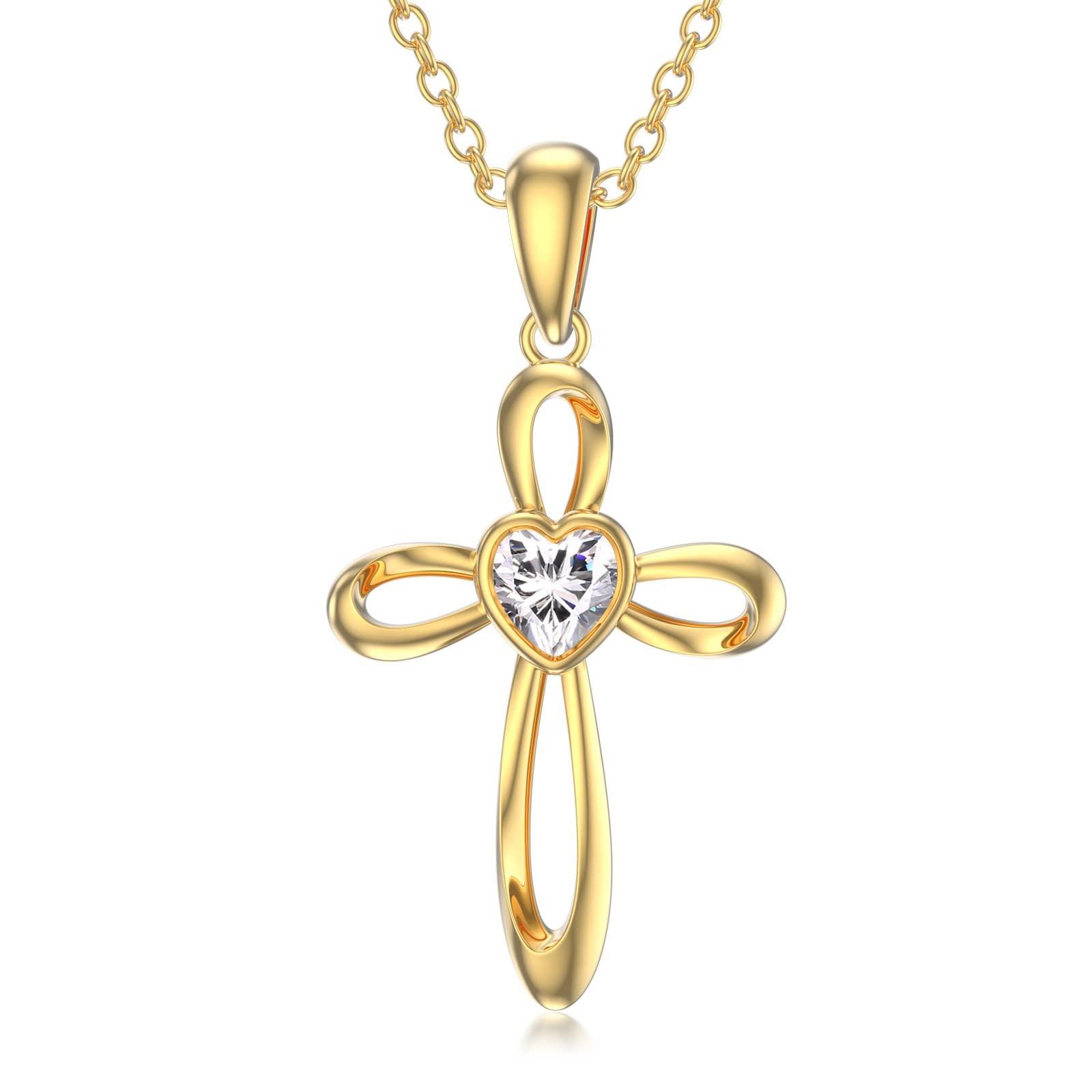 10K/14K/18K Solid Gold Cross Necklace for Women - Religious Jewelry Gift for Girlfriend, Wife & Mom - Perfect for Baptism, Confirmation & Daily Wear