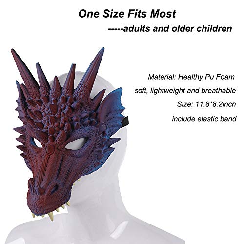 Alodidae 3D Dragon Mask - Scary Halloween Costume for Adults Men, Cosplay Animal Half Face Mask - Perfect for Halloween Parties, Cosplay Events & Costume Contests