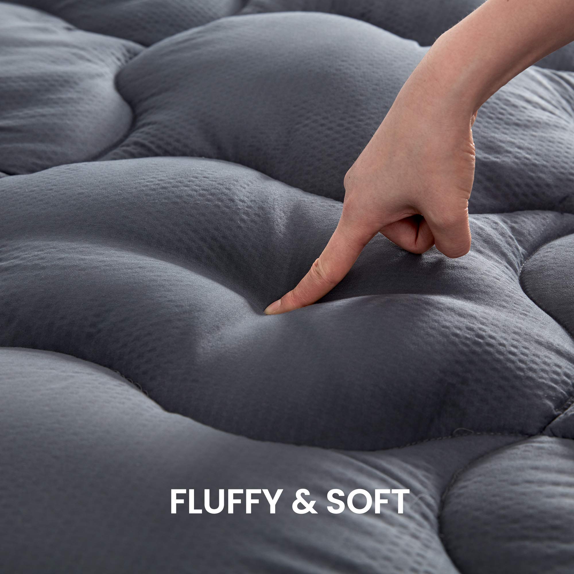 Cooling Twin Mattress Topper - Fluffy Down Alternative Bed Pad Cover for 8-21 Inch Deep Pocket - Breathable & Comfortable for Hot Sleepers - Perfect for Guest Beds, Dorms & Apartment Sleeping