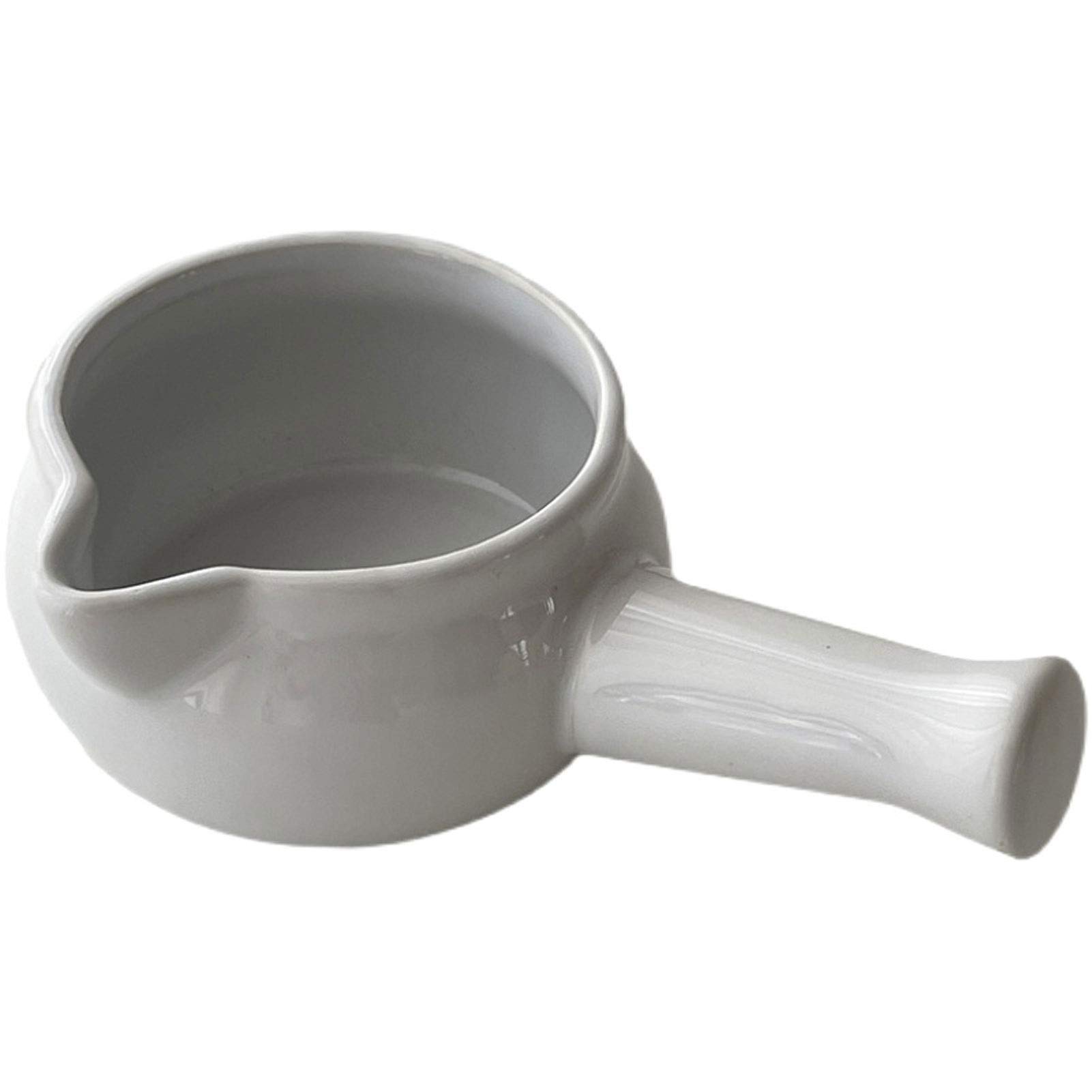 **FOUNDLINE Ceramic Creamer Pitcher 170ml - White Handle Milk Cup for Coffee, Tea, Oatmeal & Yogurt - Perfect for Breakfast, Kitchen & Dining Use**