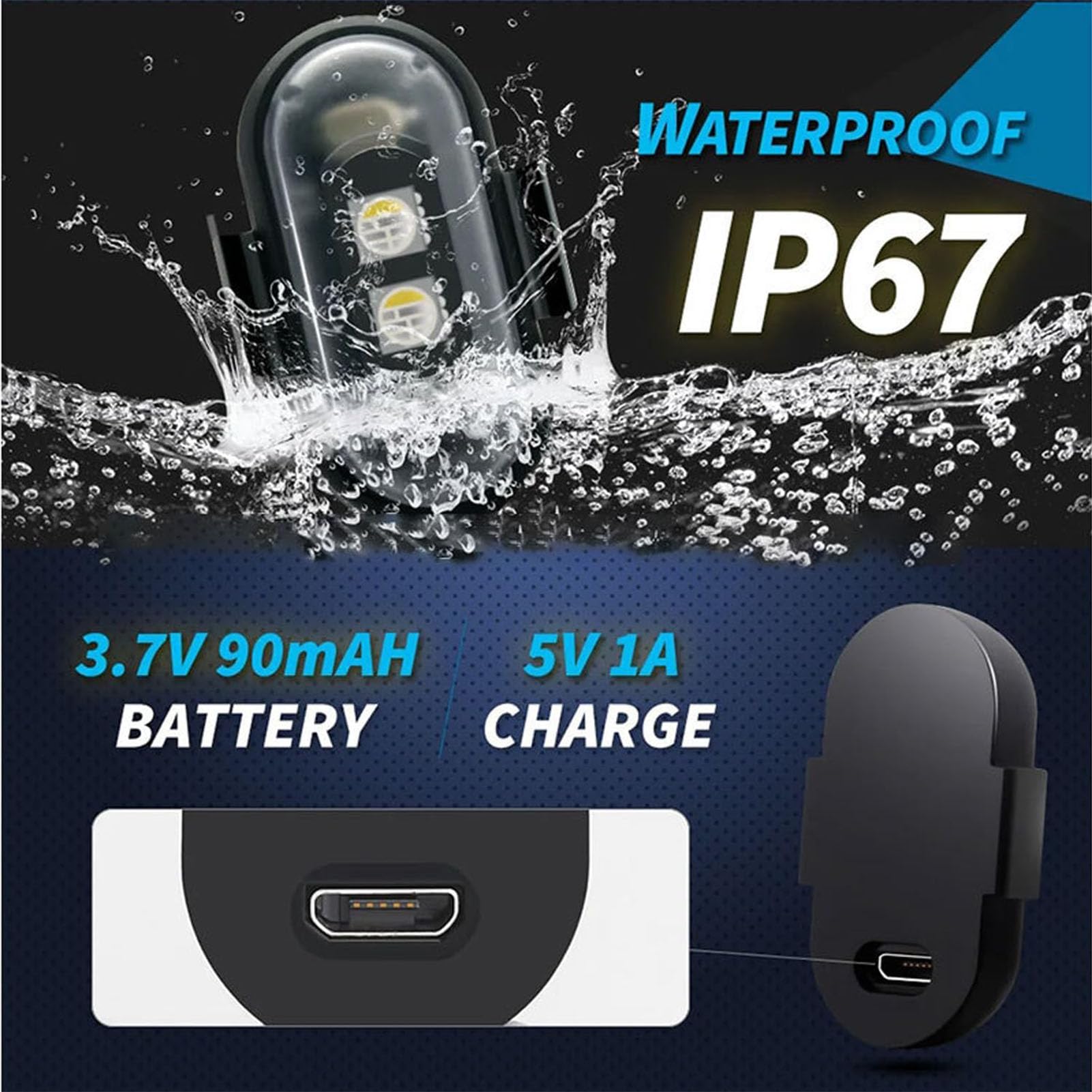 Lilyrhyme Summer Wireless LED Car Lights with Remote Control - Interior Strobe Lighting for Cars, Parties, and Night Driving (2PCS)